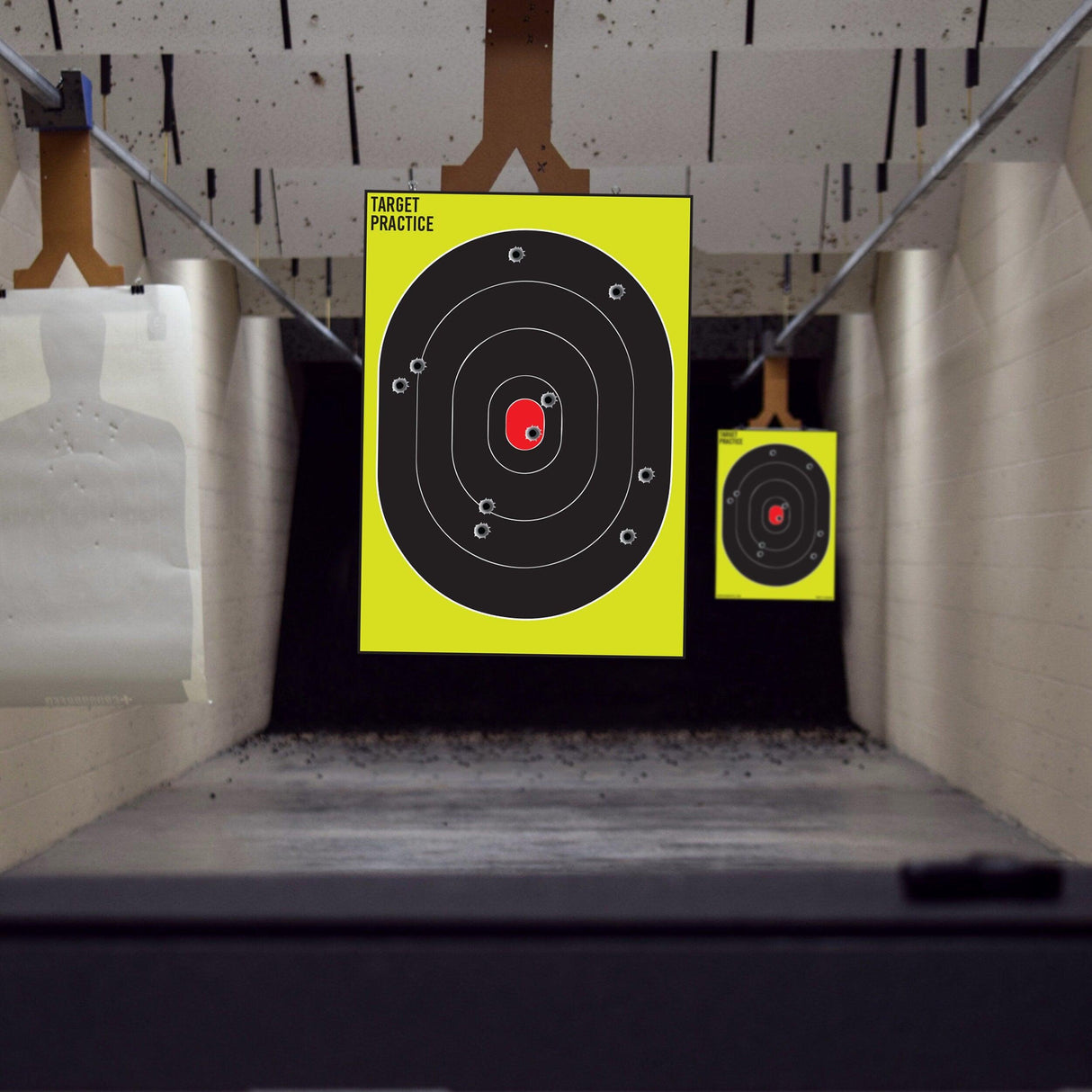 Large outdoor shooting targets for range practice, featuring bright colors and clear circles for accuracy.