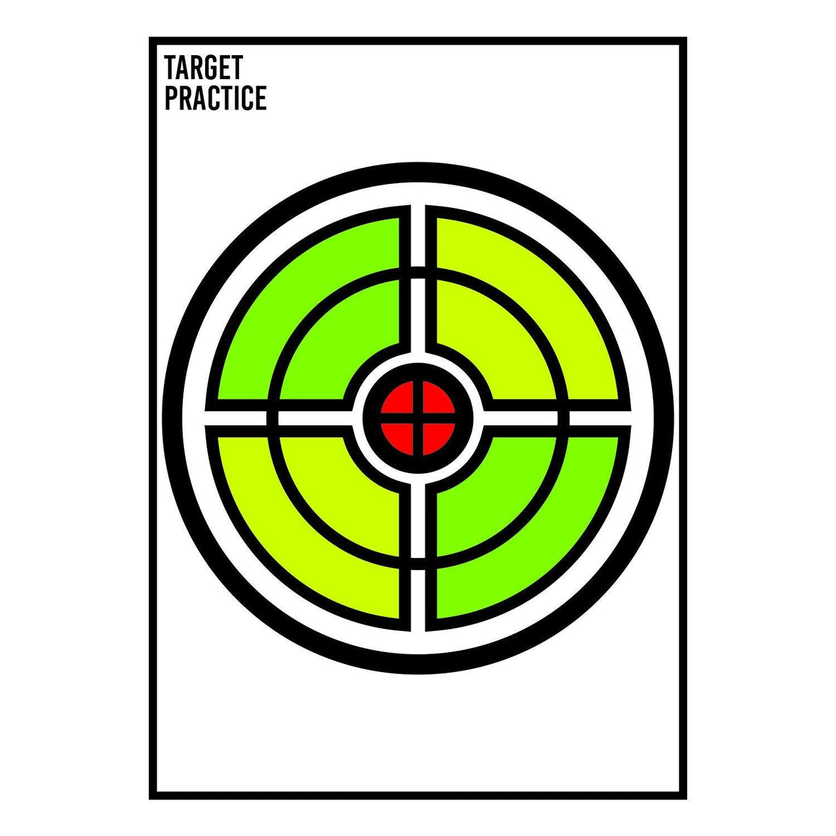 Colorful target practice design featuring concentric circles for shooting drills.