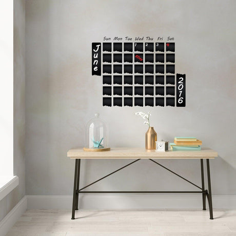 Chalkboard wall planner sticker for June 2016, featuring a weekly calendar layout and stylish organization.