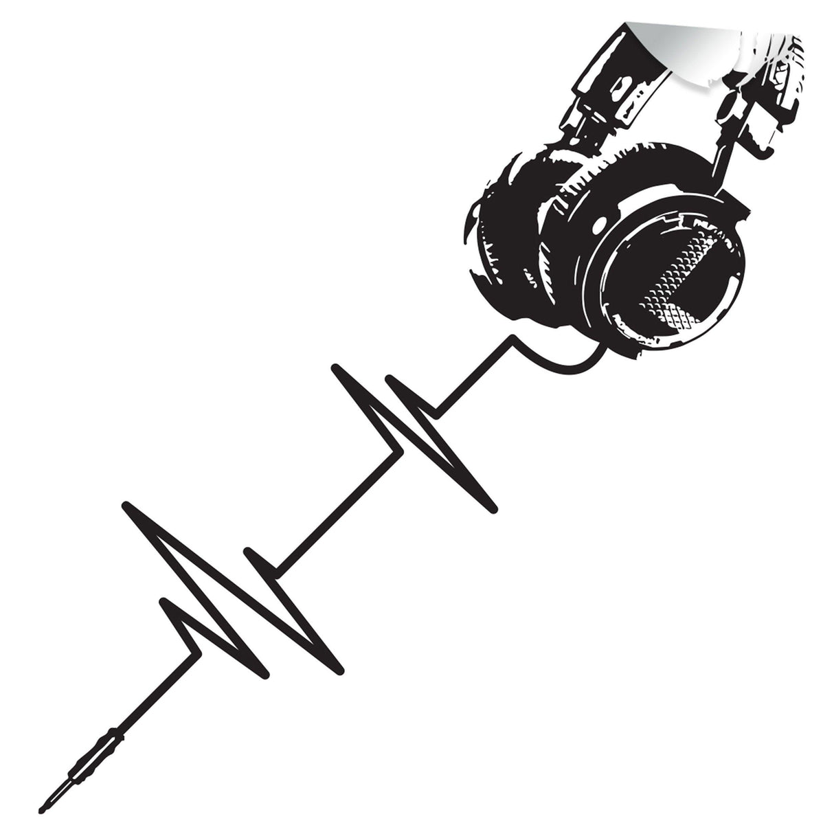 Vinyl DJ headphone wall decal design with sound wave, perfect for teen boy's room decor.
