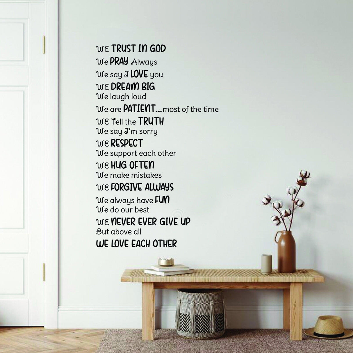 Inspirational Christian wall vinyl sticker with uplifting quotes for home decor.