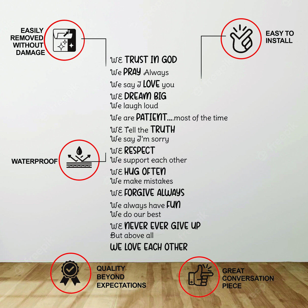 Christian wall vinyl sticker with uplifting Bible quotes and easy installation features.