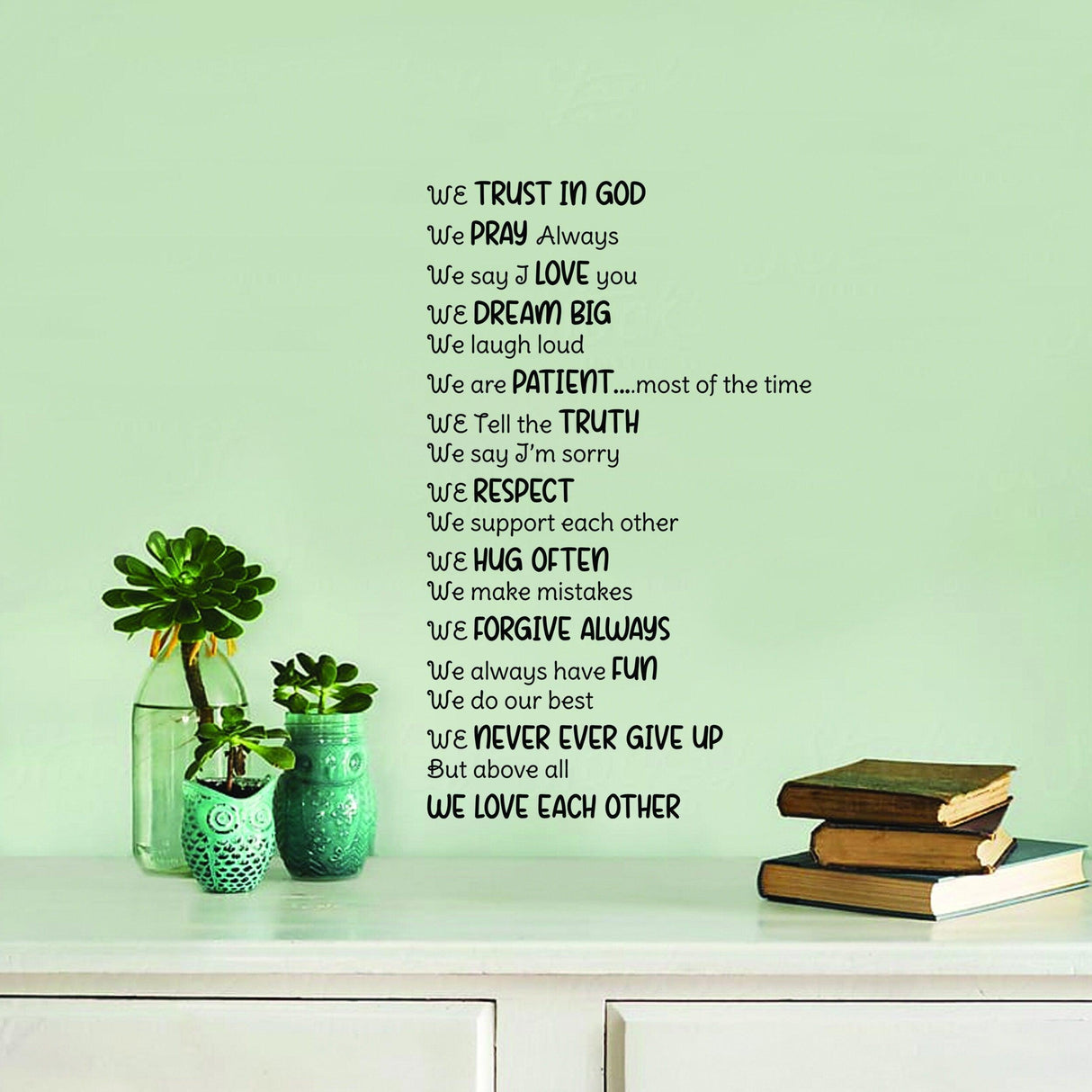 Inspirational Christian wall vinyl sticker with uplifting Bible quotes, enhancing home decor.
