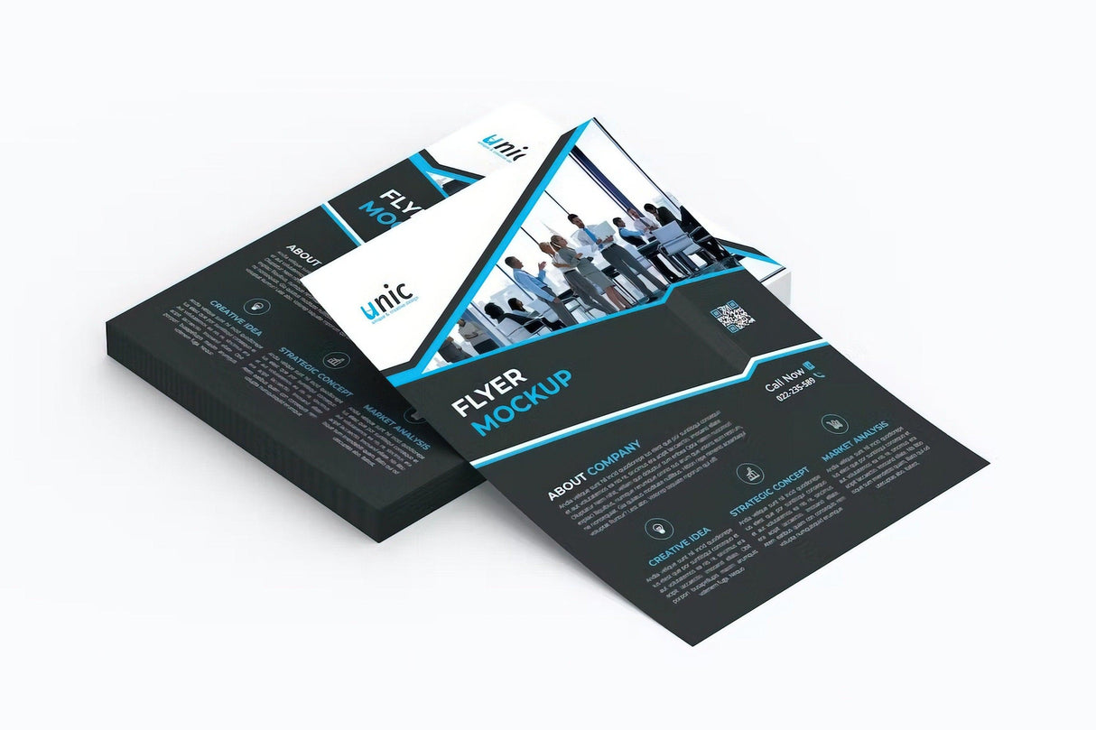 Custom printed flyer mockup showcasing a modern design for marketing purposes.