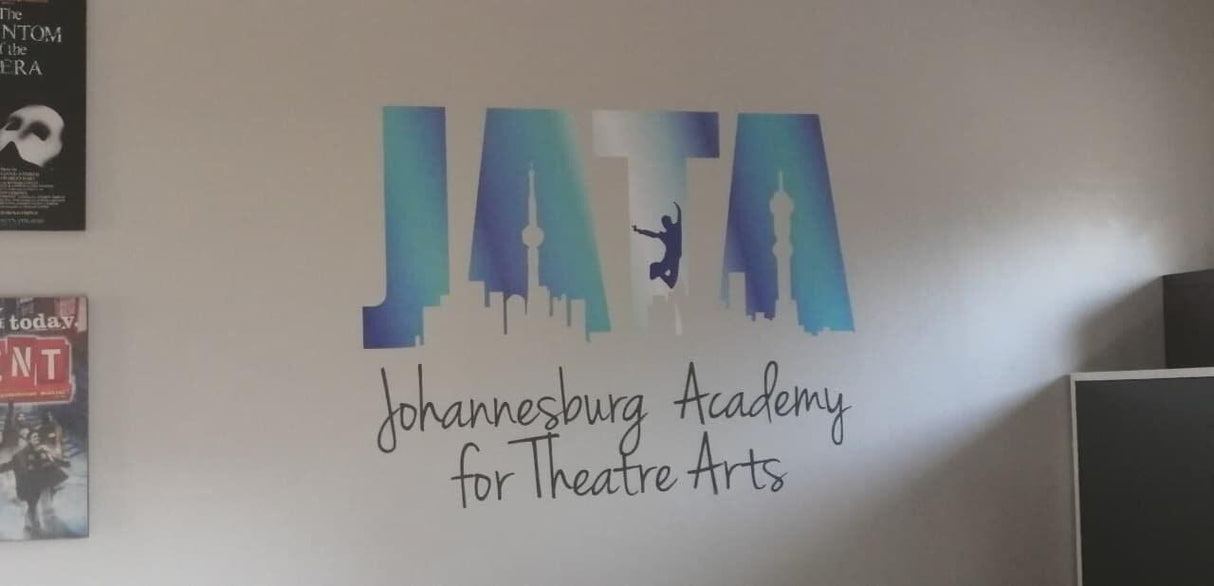 Wall decal featuring JATA logo for Johannesburg Academy for Theatre Arts.