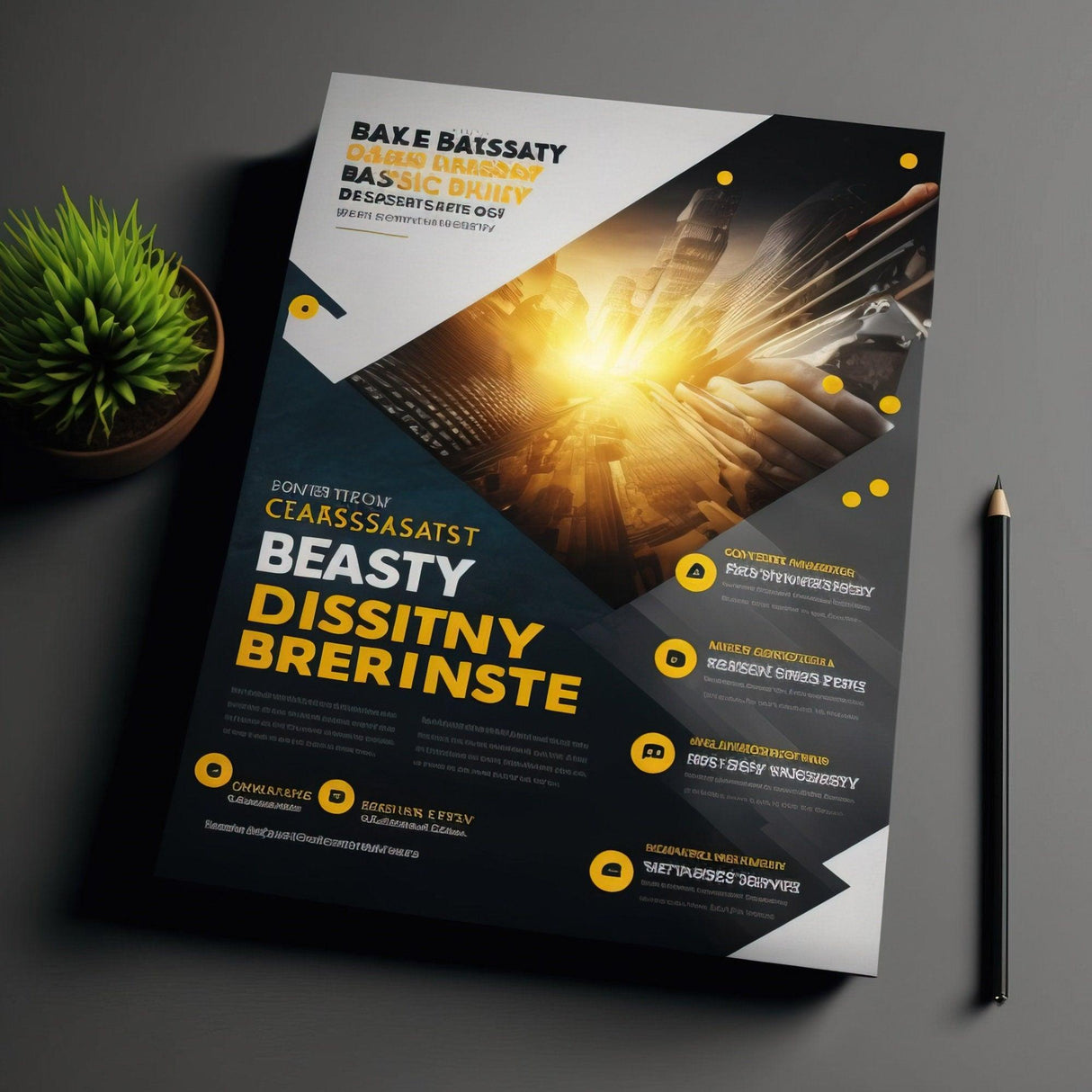 Custom printed flyer with modern design showcasing dessert options and vibrant colors, ideal for brand promotion.