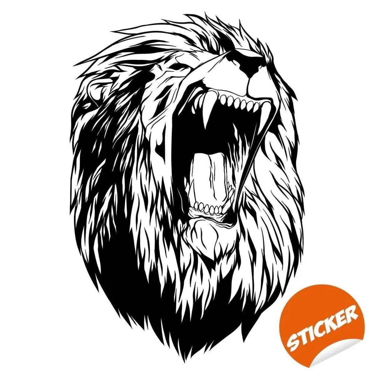 Majesty theme lion wall decal sticker featuring a roaring lion's head in black, eco-friendly and high-quality adhesive vinyl.