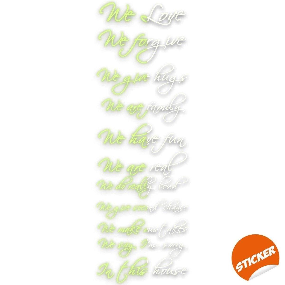 Glow-in-the-dark vinyl stair decal with family quotes for creating a magical ambiance in your home.