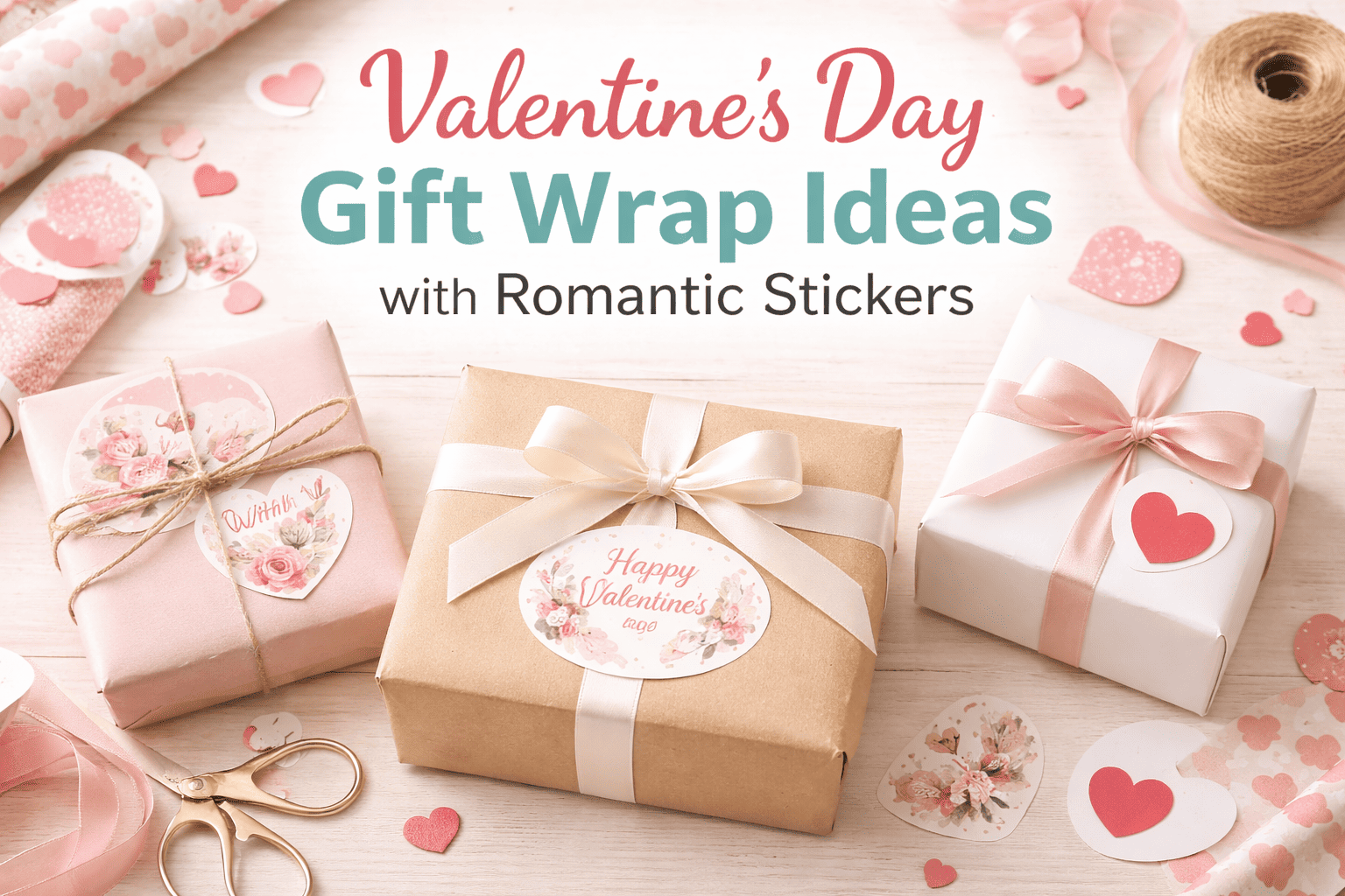 Valentine’s Day Gift Wrap Ideas with Romantic Stickers