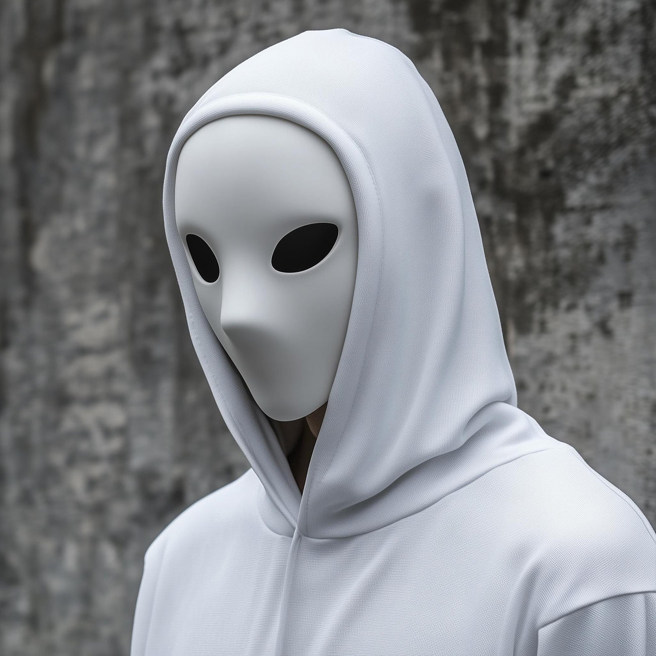 Black 3D printed faceless costume mask for cosplay
