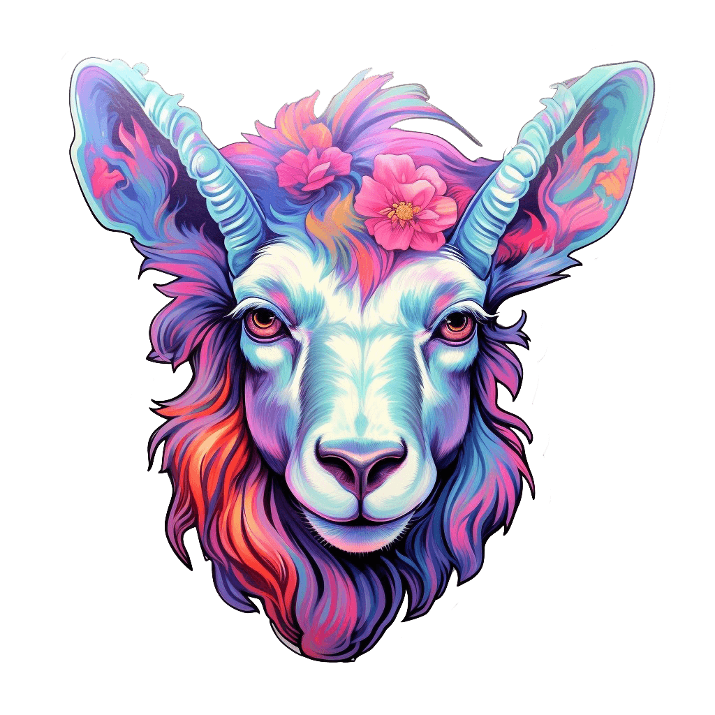 Psychedelic Goat Head Sticker - Thumbnail 3