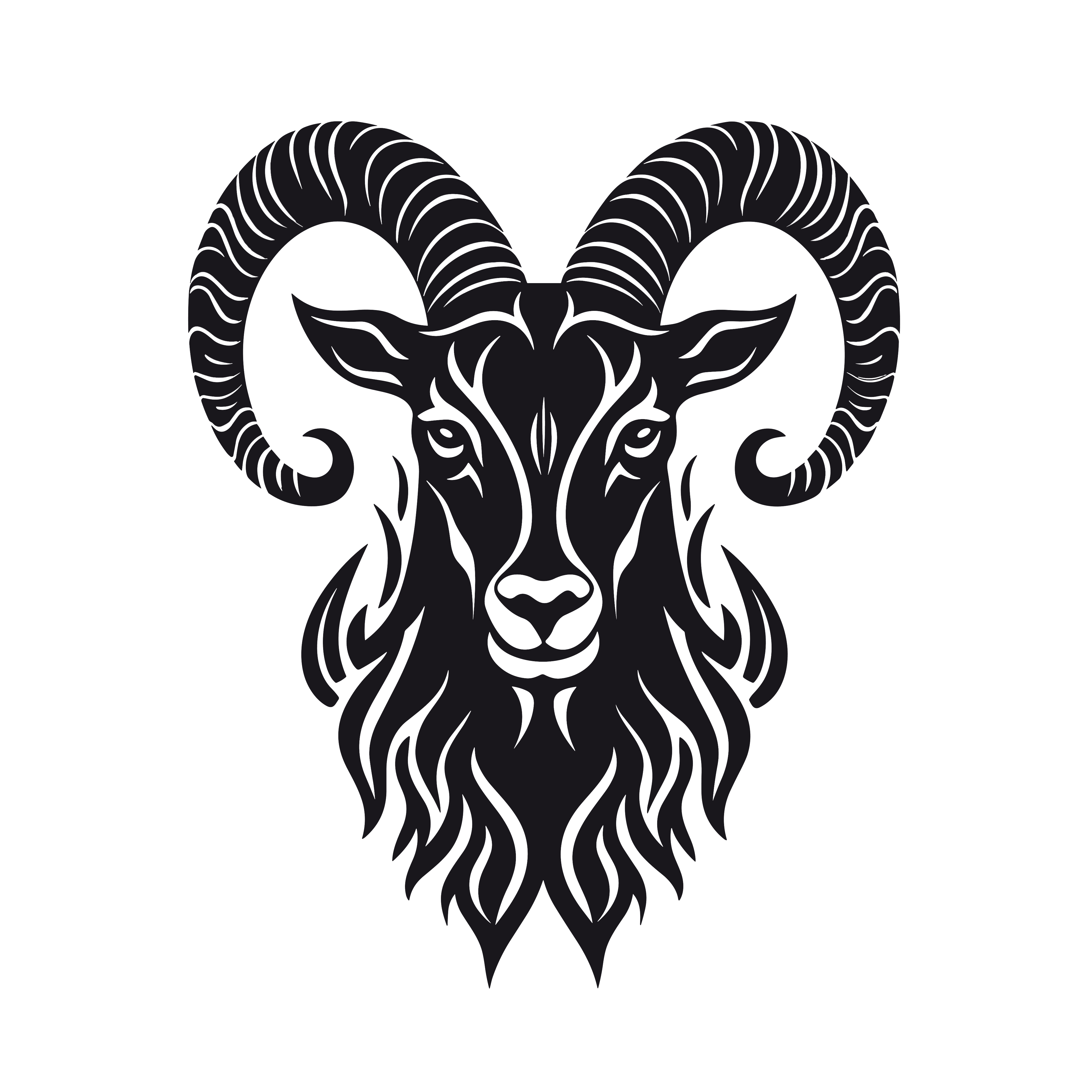 Stylized Ram's Head Wall Sticker - Thumbnail 4