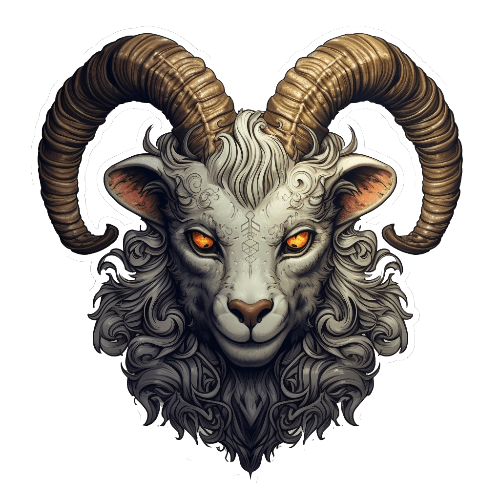 Gothic Surrealism Old Goat Head Wall Sticker - Thumbnail 2