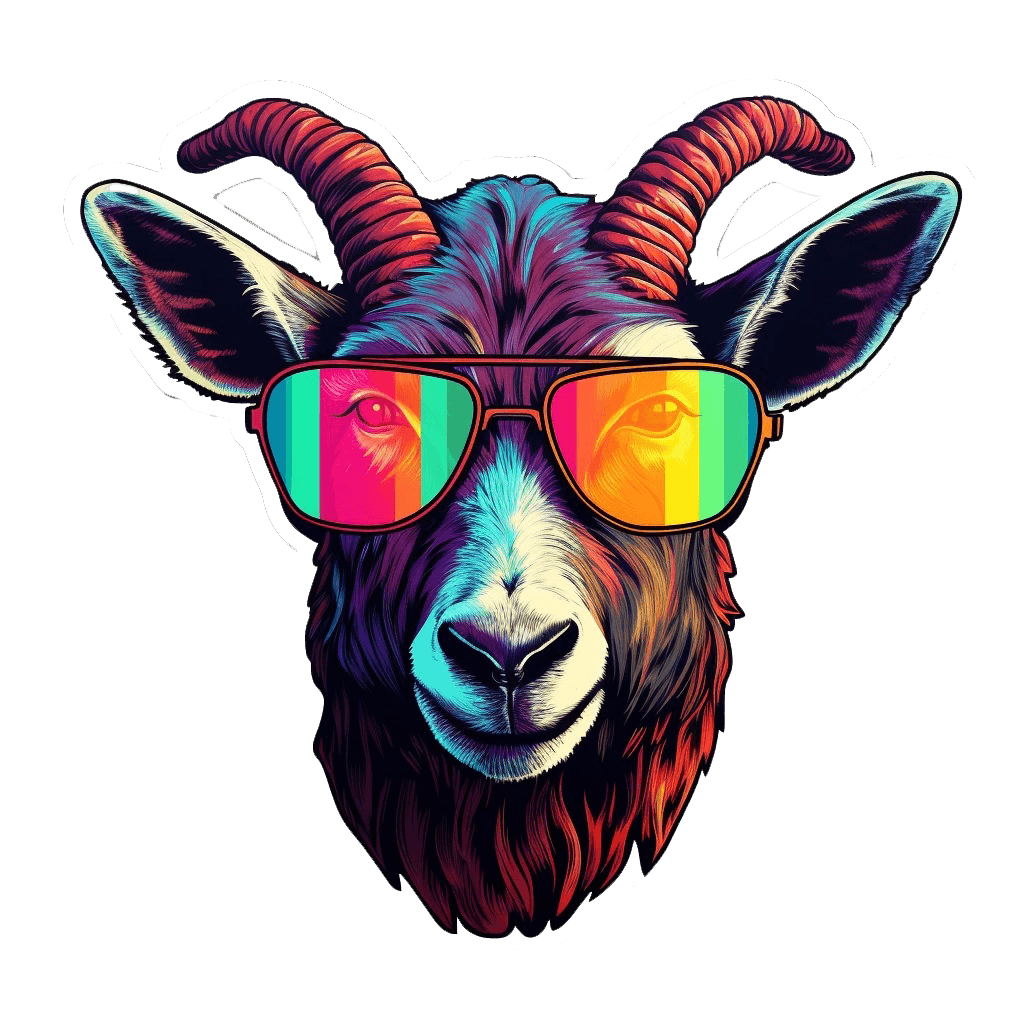 Avant-Garde Goat with Sunglasses Wall Decal - Thumbnail 4