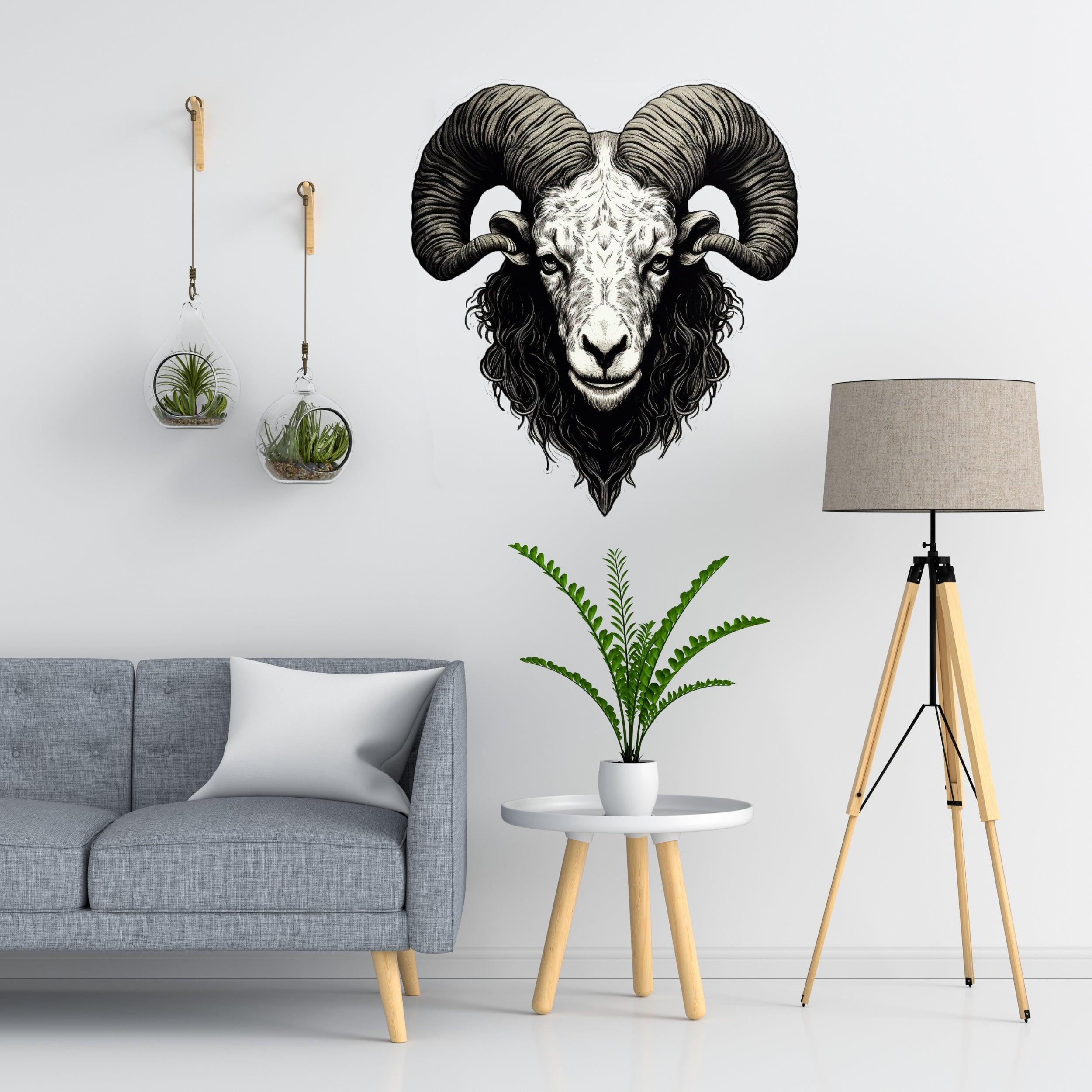Large Ram Wall Sticker in Bold, Angular Style - Thumbnail 3
