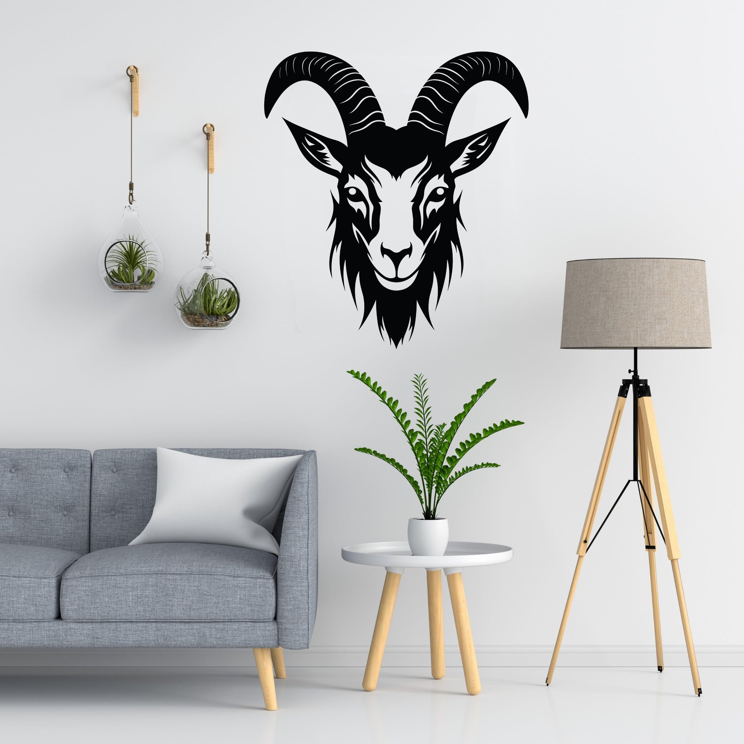 Goat Head Silhouette Wall Sticker - Thumbnail 2