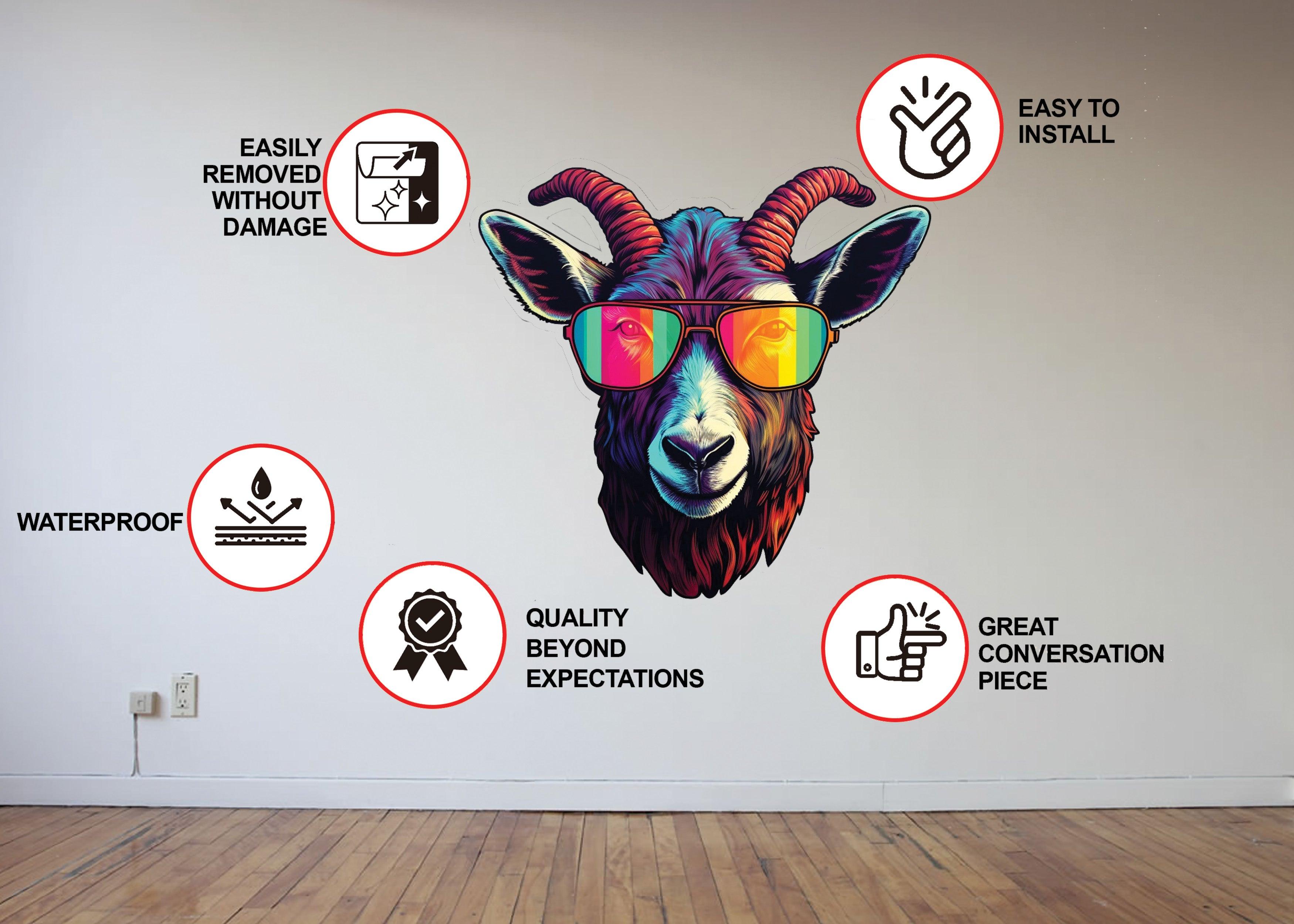 Avant-Garde Goat with Sunglasses Wall Decal - Thumbnail 5