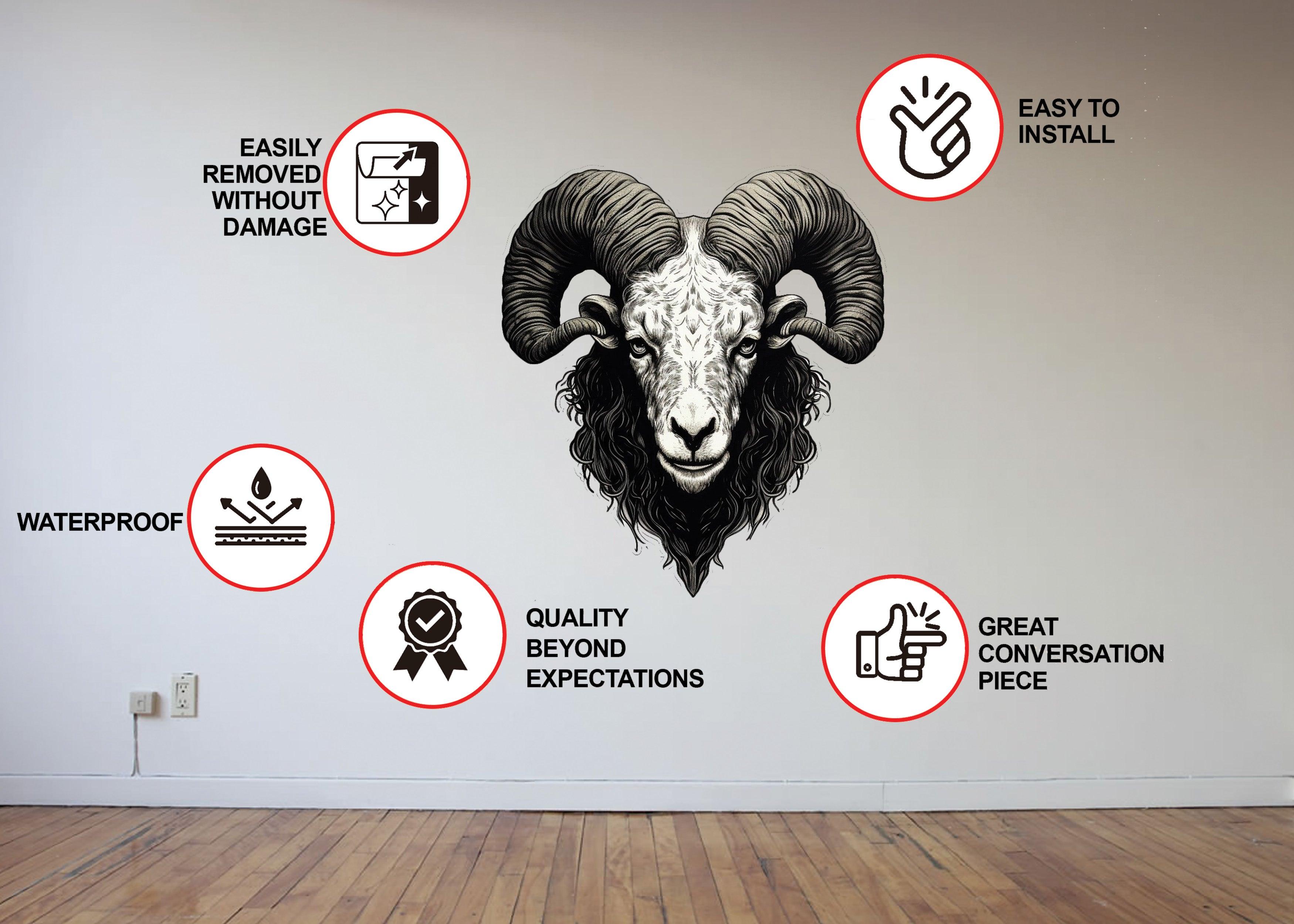 Large Ram Wall Sticker in Bold, Angular Style - Thumbnail 5
