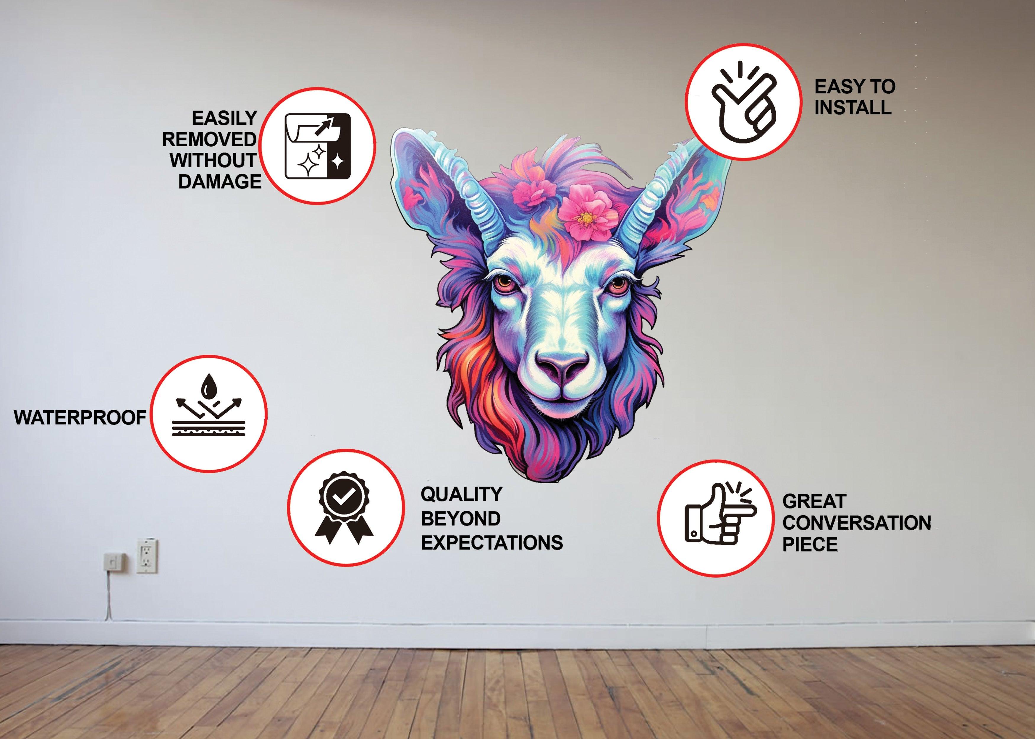 Psychedelic Goat Head Sticker - Thumbnail 5