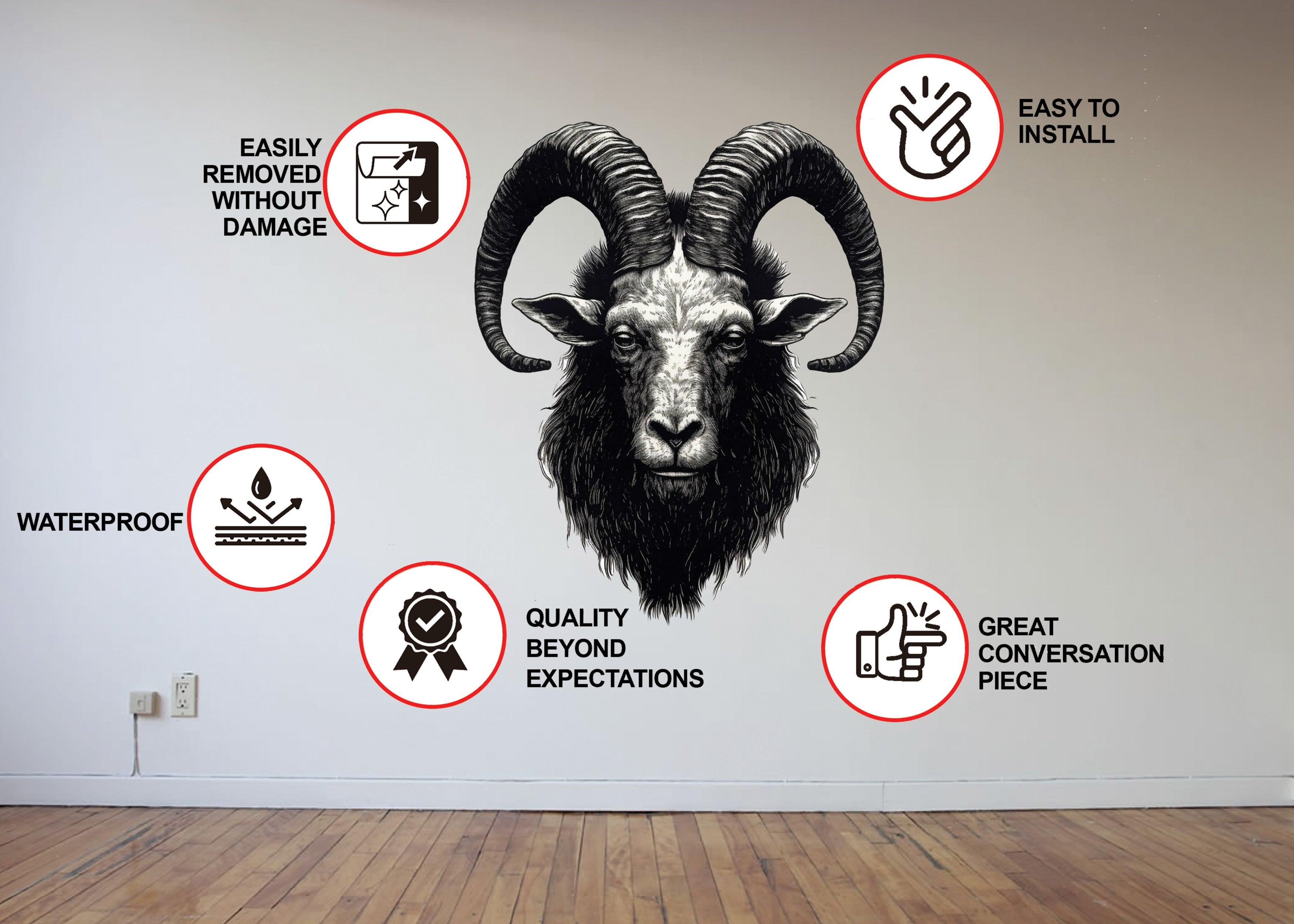 Realistic Surreal Ram Head Wall Decal - Thumbnail 2