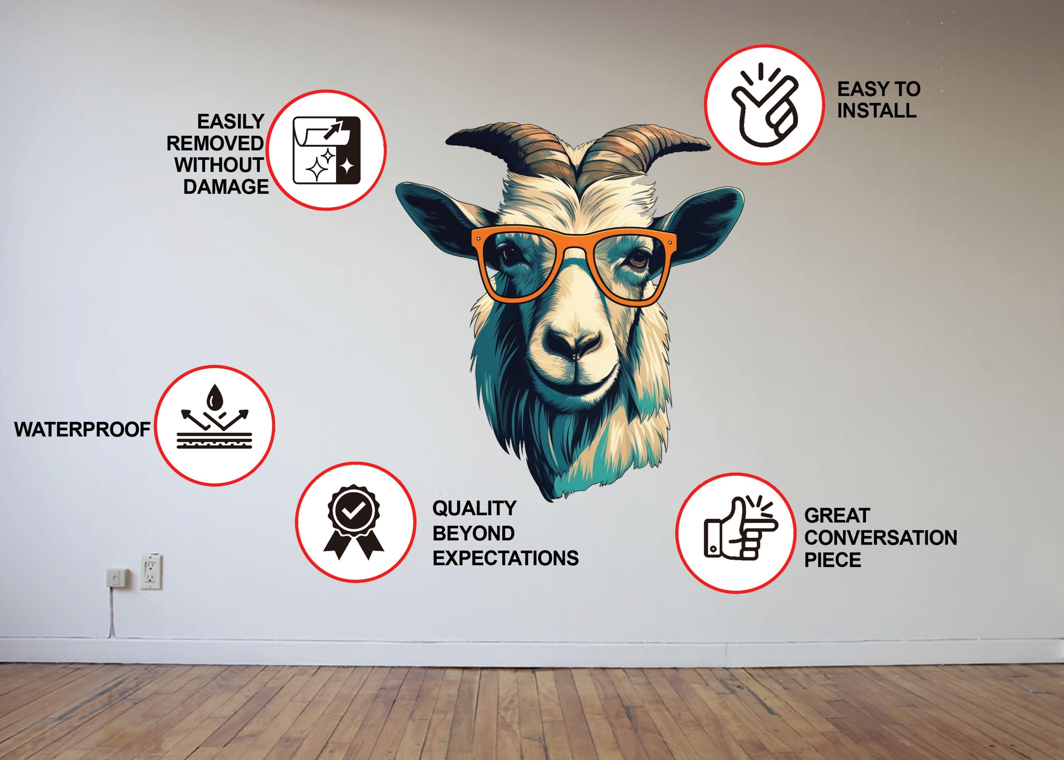 3D Goat Head in Glasses Wall Decal - Thumbnail 5