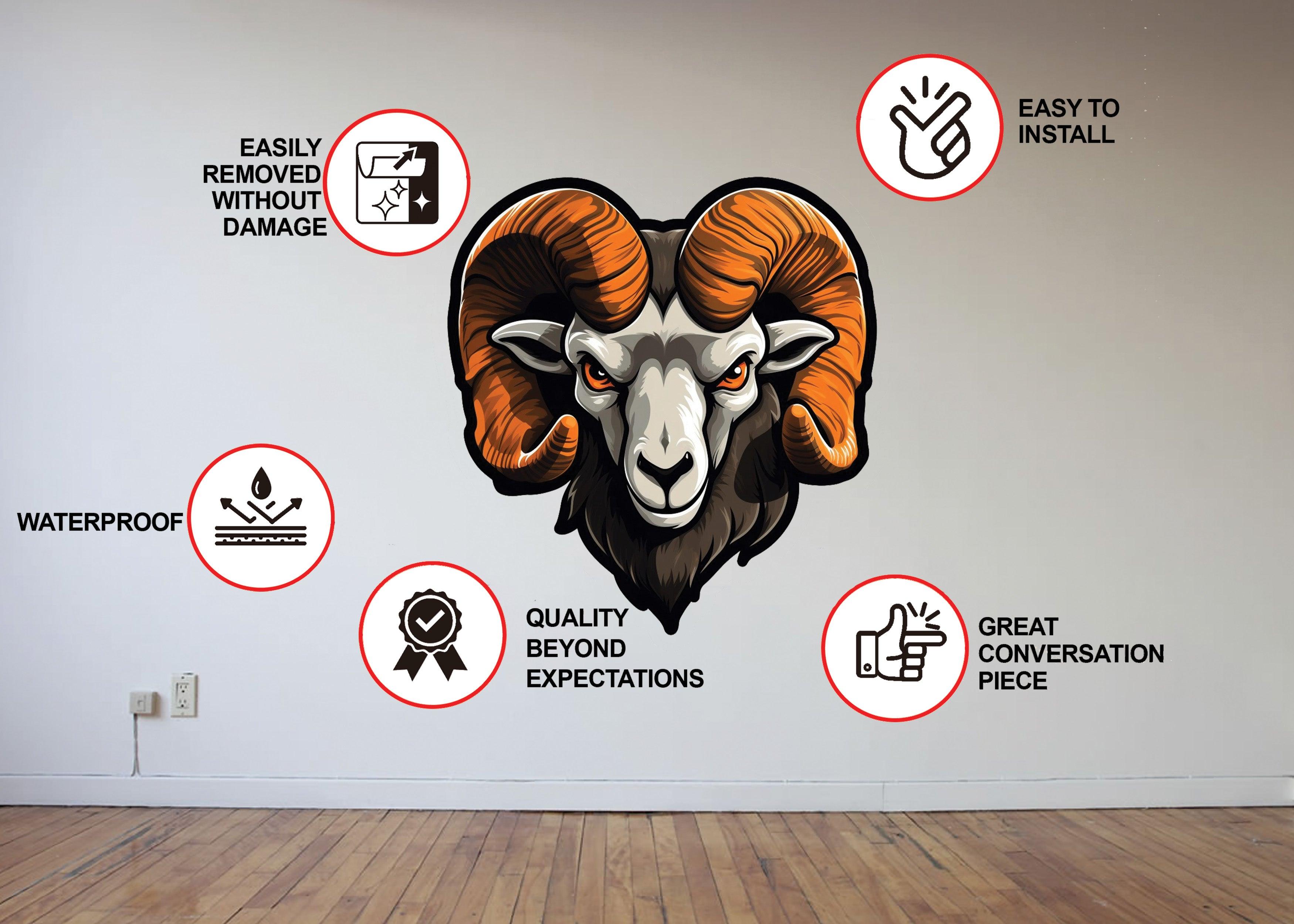 Artistic Ram Head Wall Sticker - Thumbnail 5