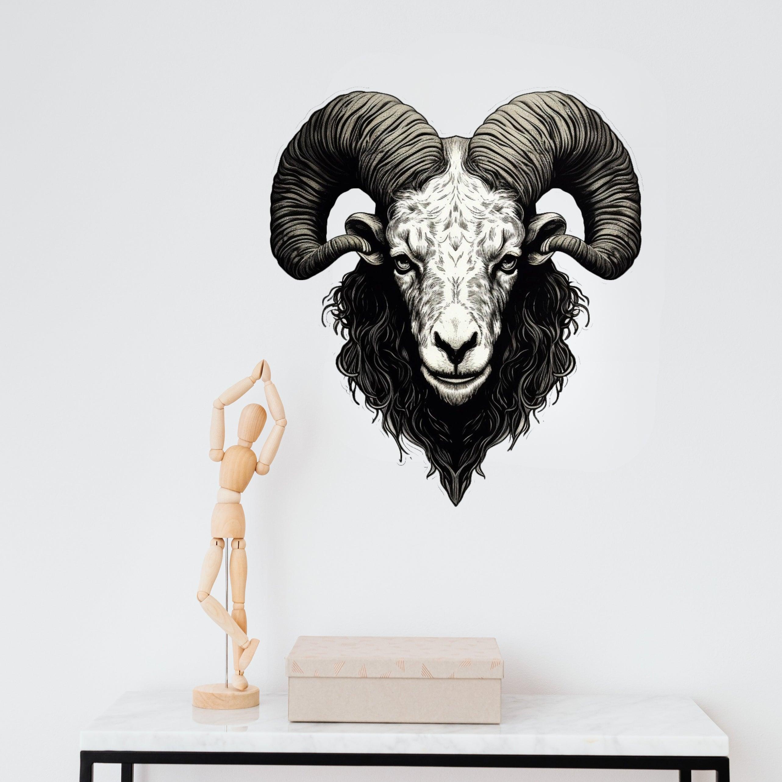 Large Ram Wall Sticker in Bold, Angular Style - Thumbnail 4