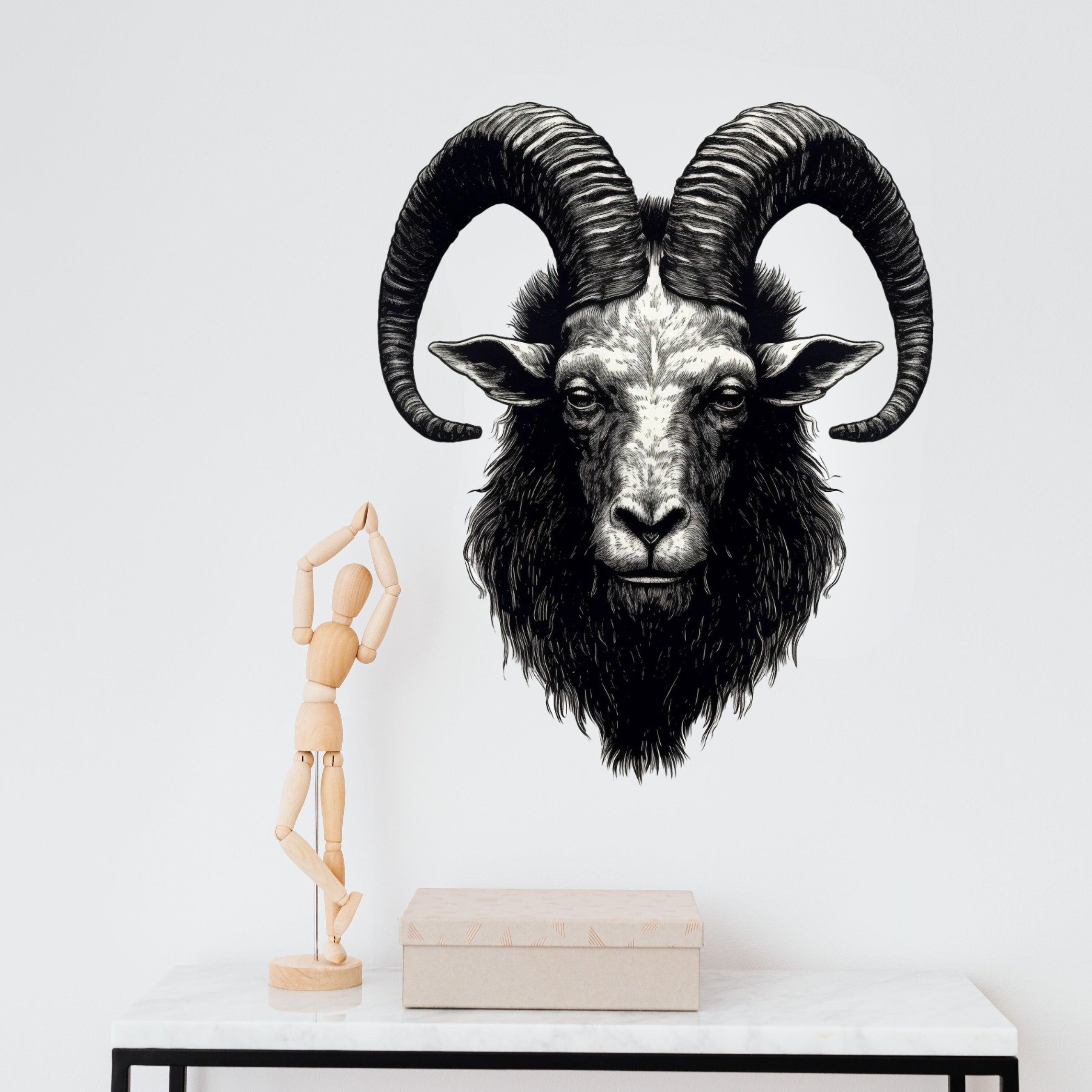 Realistic Surreal Ram Head Wall Decal