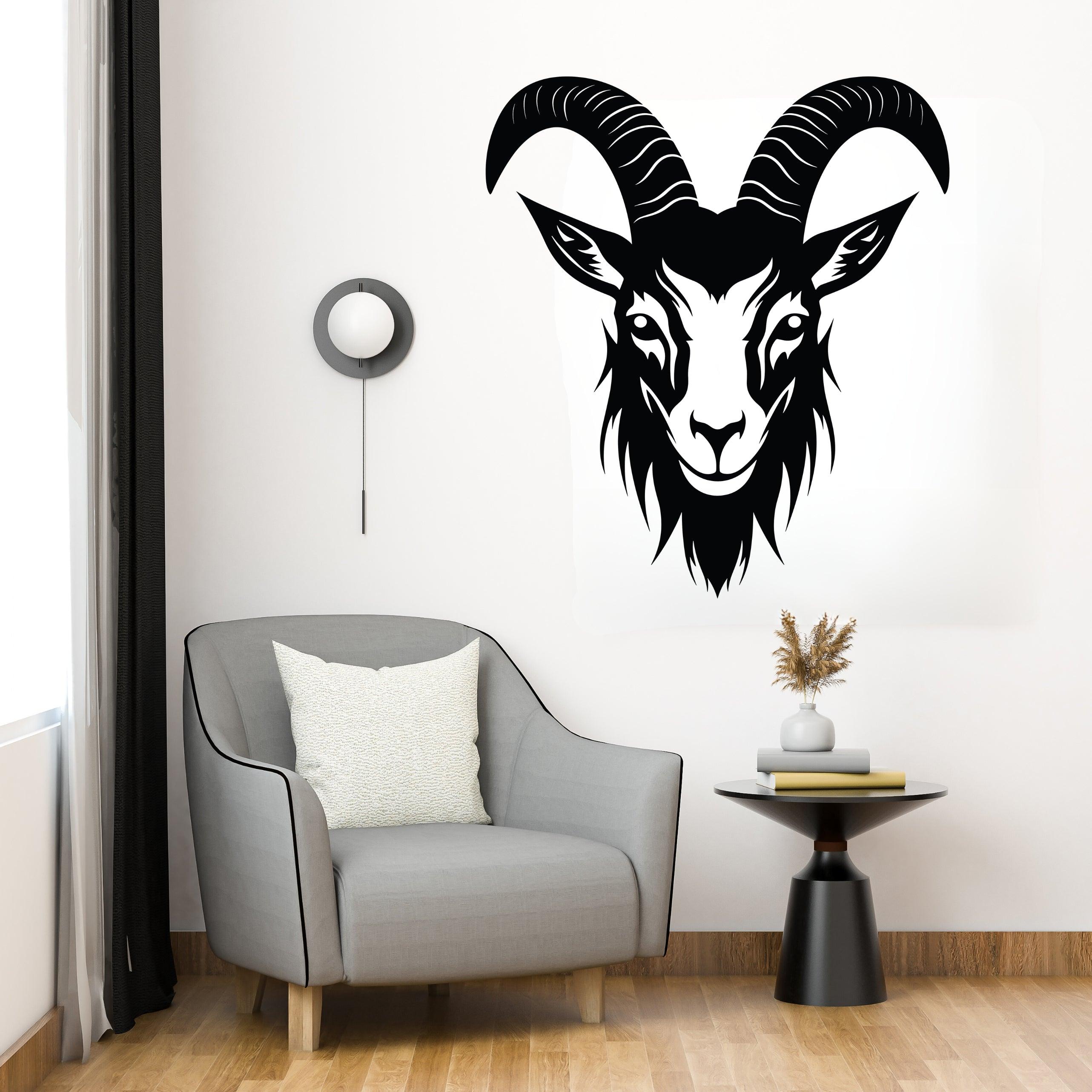 Goat Head Silhouette Wall Sticker - Thumbnail 4
