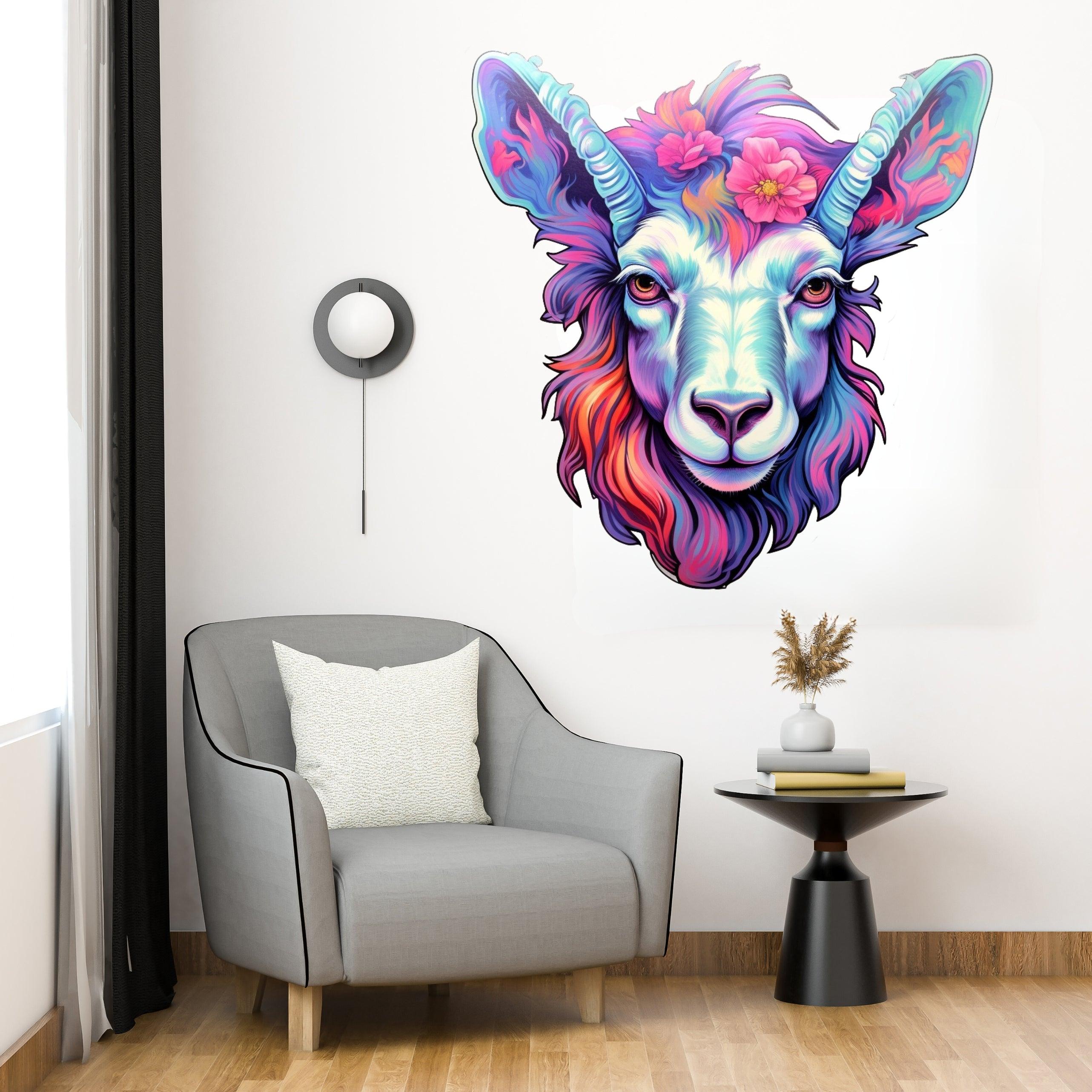 Psychedelic Goat Head Sticker - Thumbnail 2