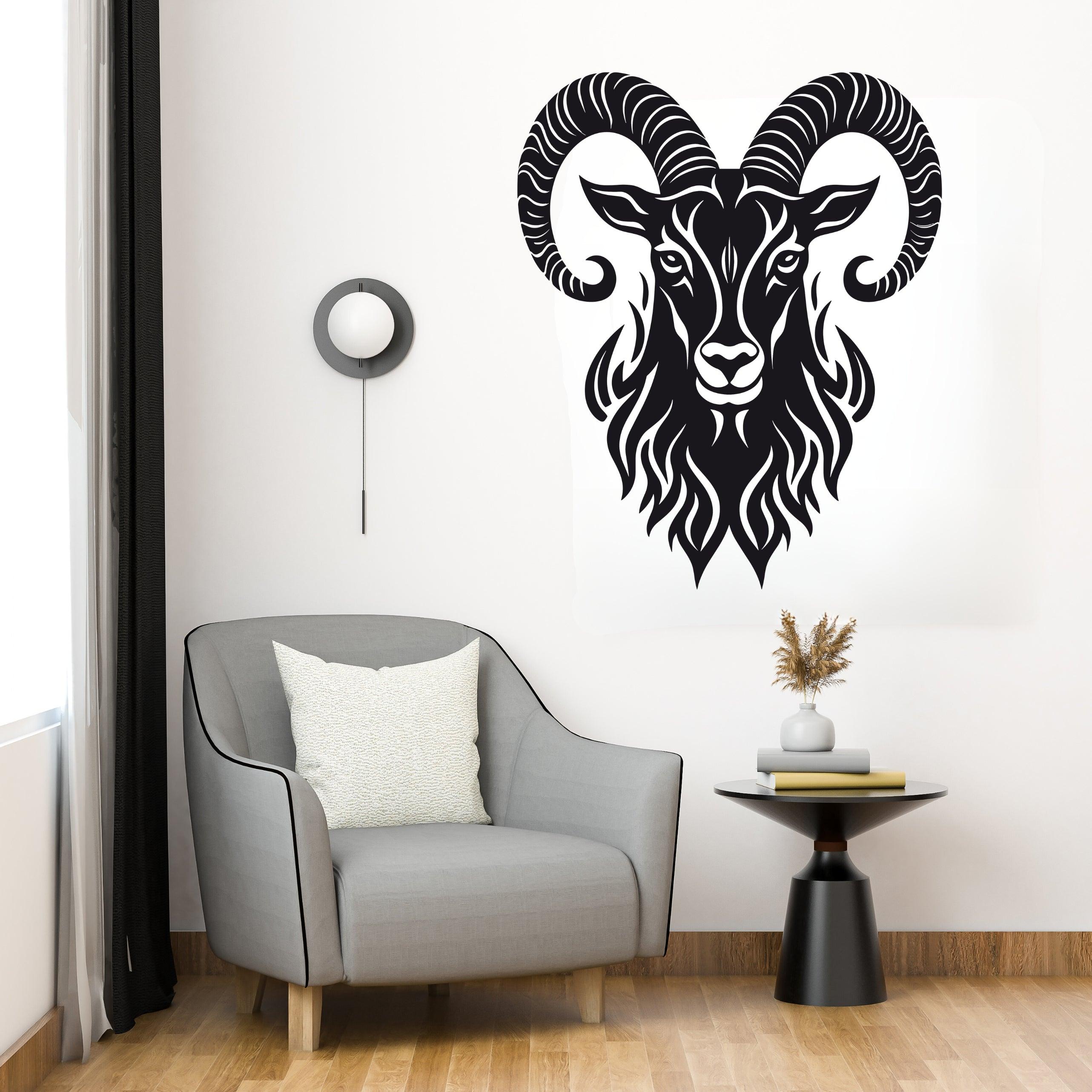 Stylized Ram's Head Wall Sticker