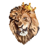 Original Decords lion head with crown wall sticker, isolated product image.