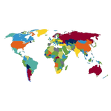 Original Decords world map wall sticker, isolated product image.