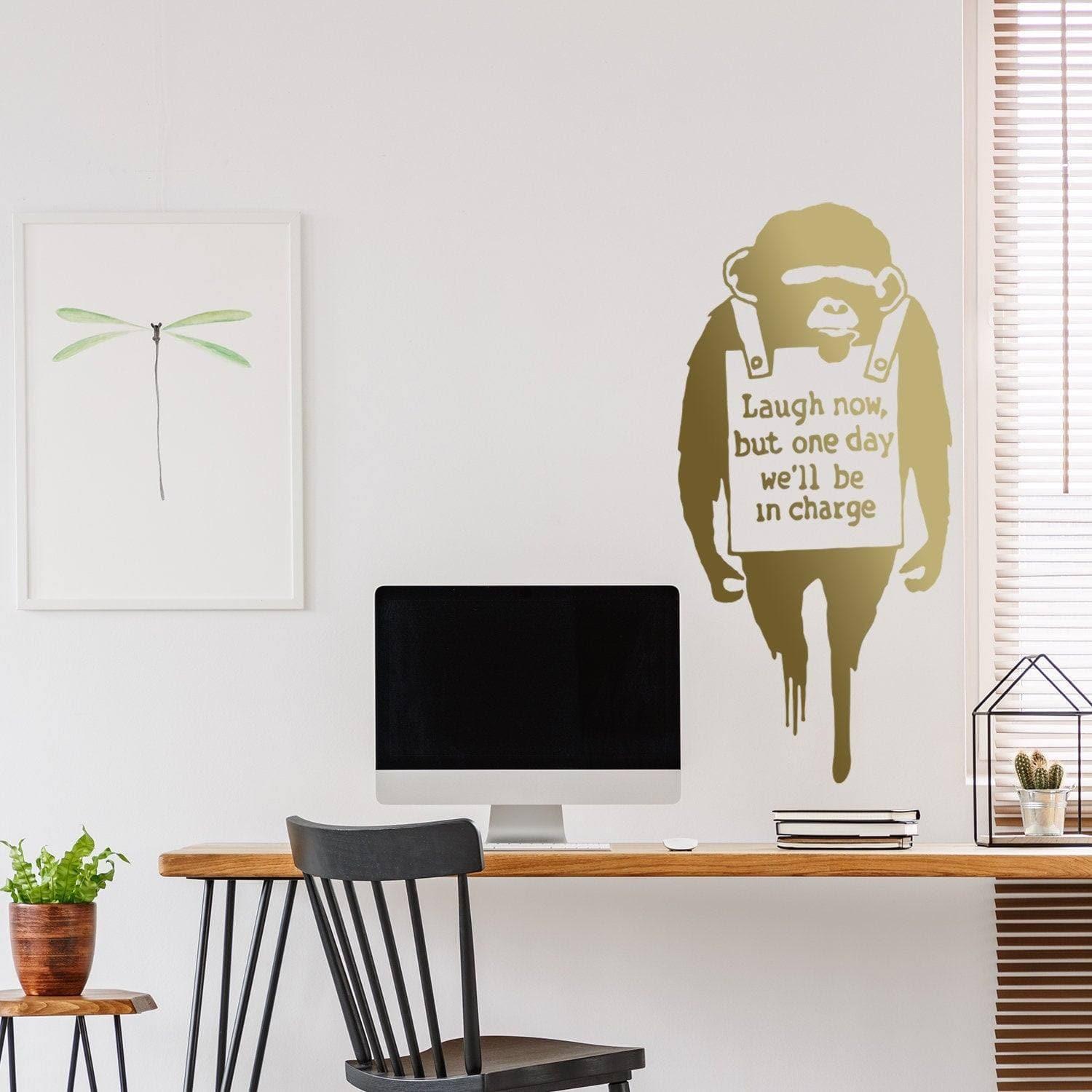 Banksy Inspired Vinyl Decal - Urban Artistry Monkey Wall Art Sticker - Thumbnail 3
