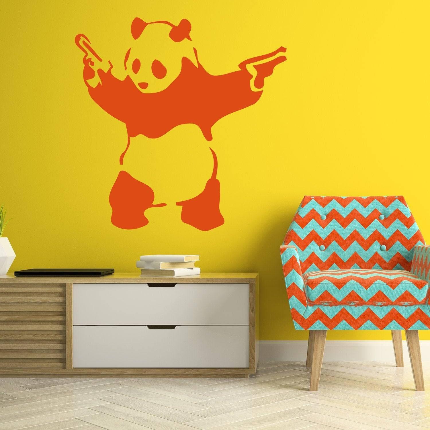 Artistic Urban Bear with Gun Wall Decal