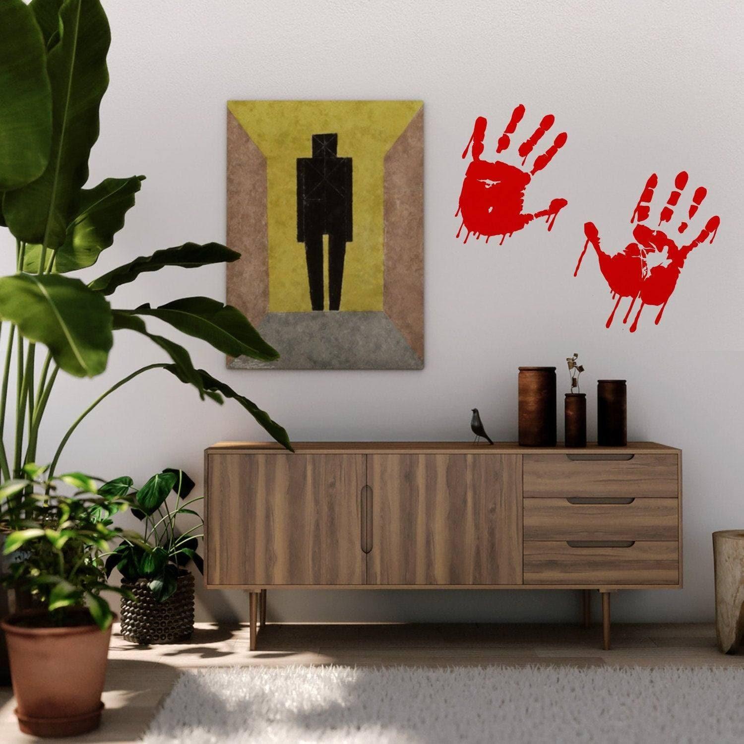 Bloody Hands Scary Red Vinyl Decal - Thumbnail 4