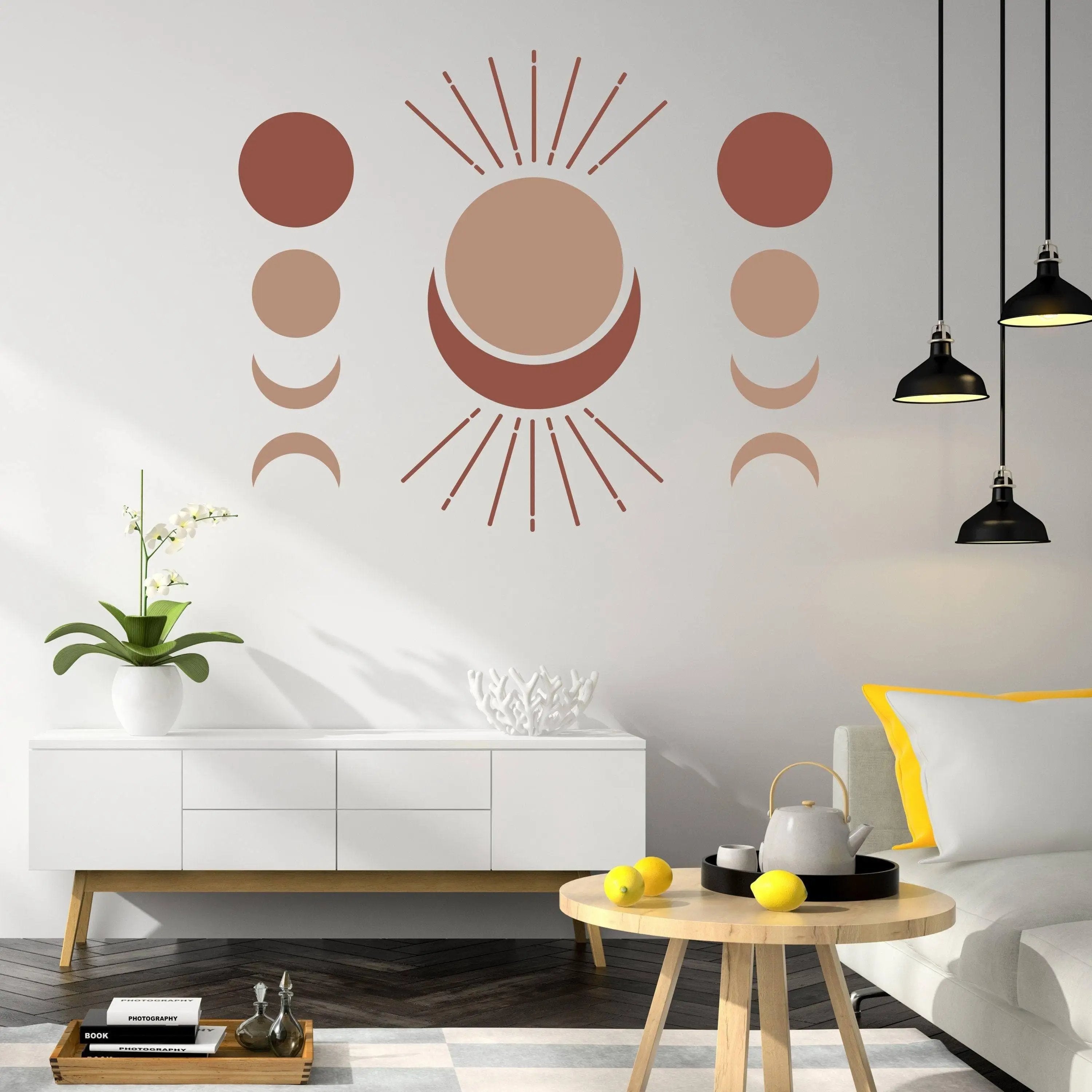 Bohemian Crescent & Moon Phases Wall Decal Sticker - Thumbnail 4