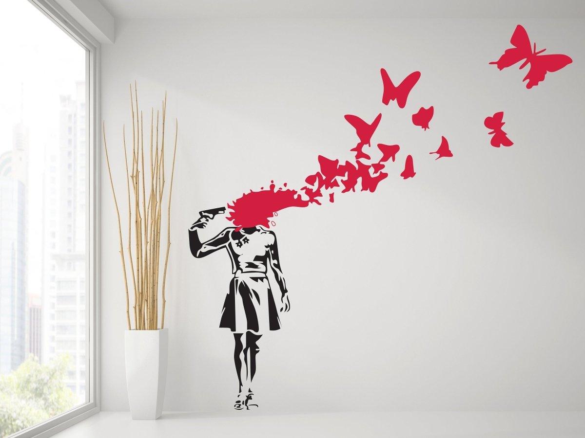 Butterfly Girl Vinyl Sticker - Emotional Street Art Wall Decal