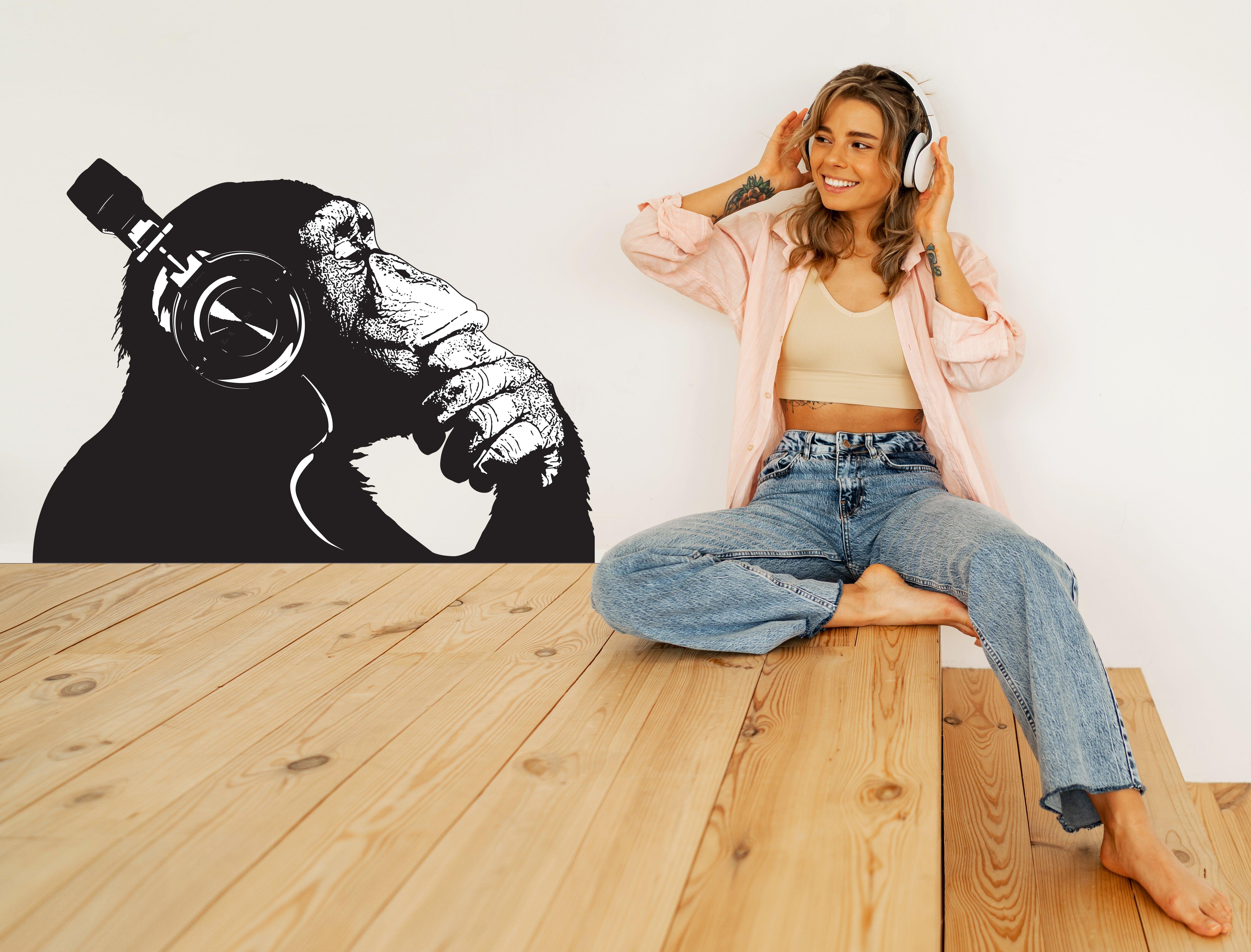 Vinyl Wall Art Decal - Contemplative Chimp Design - Thumbnail 4