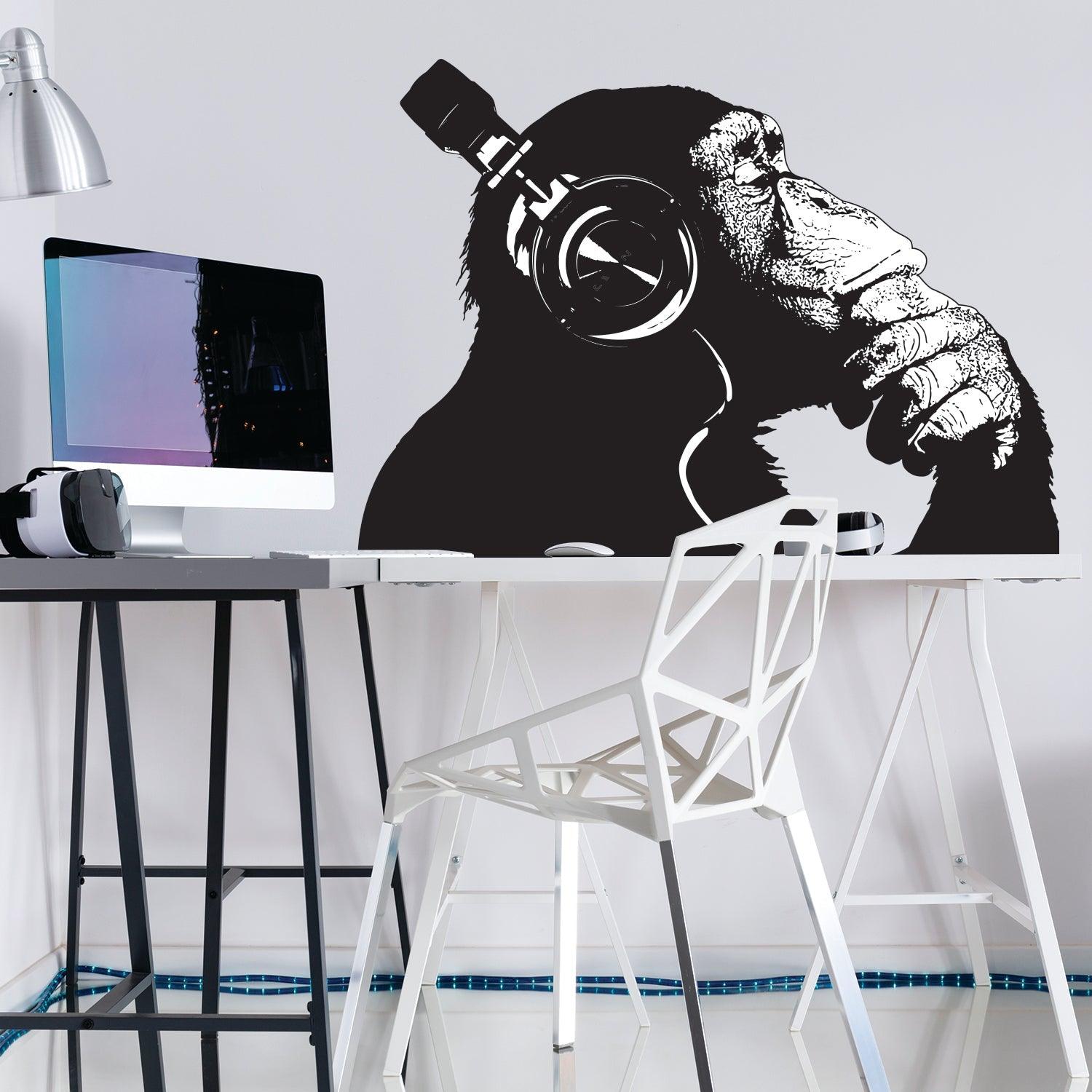 Vinyl Wall Art Decal - Contemplative Chimp Design - Thumbnail 3