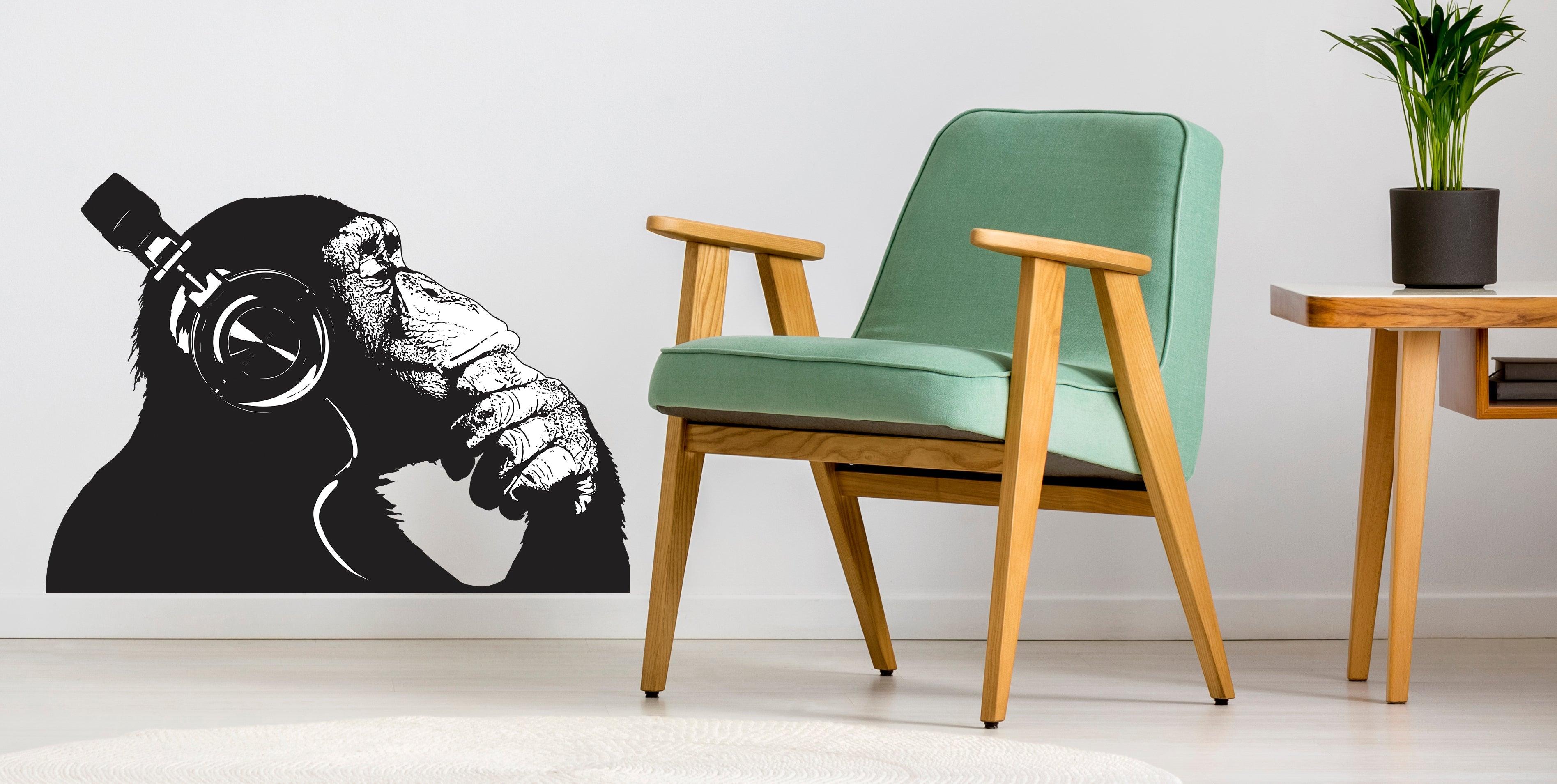 Vinyl Wall Art Decal - Contemplative Chimp Design - Thumbnail 2