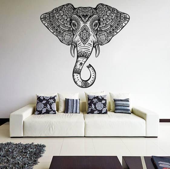 Elephant Head Wall Vinyl Sticker Art - Thumbnail 5