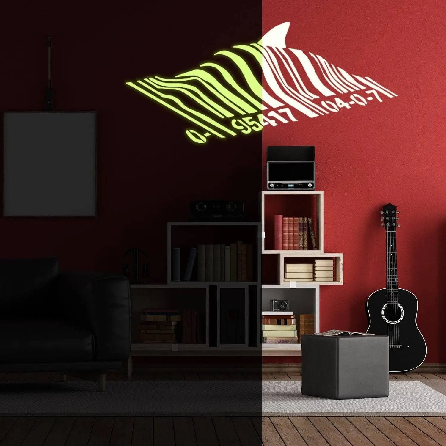 Glow In Dark Banksy Barcode Shark Wall Decal