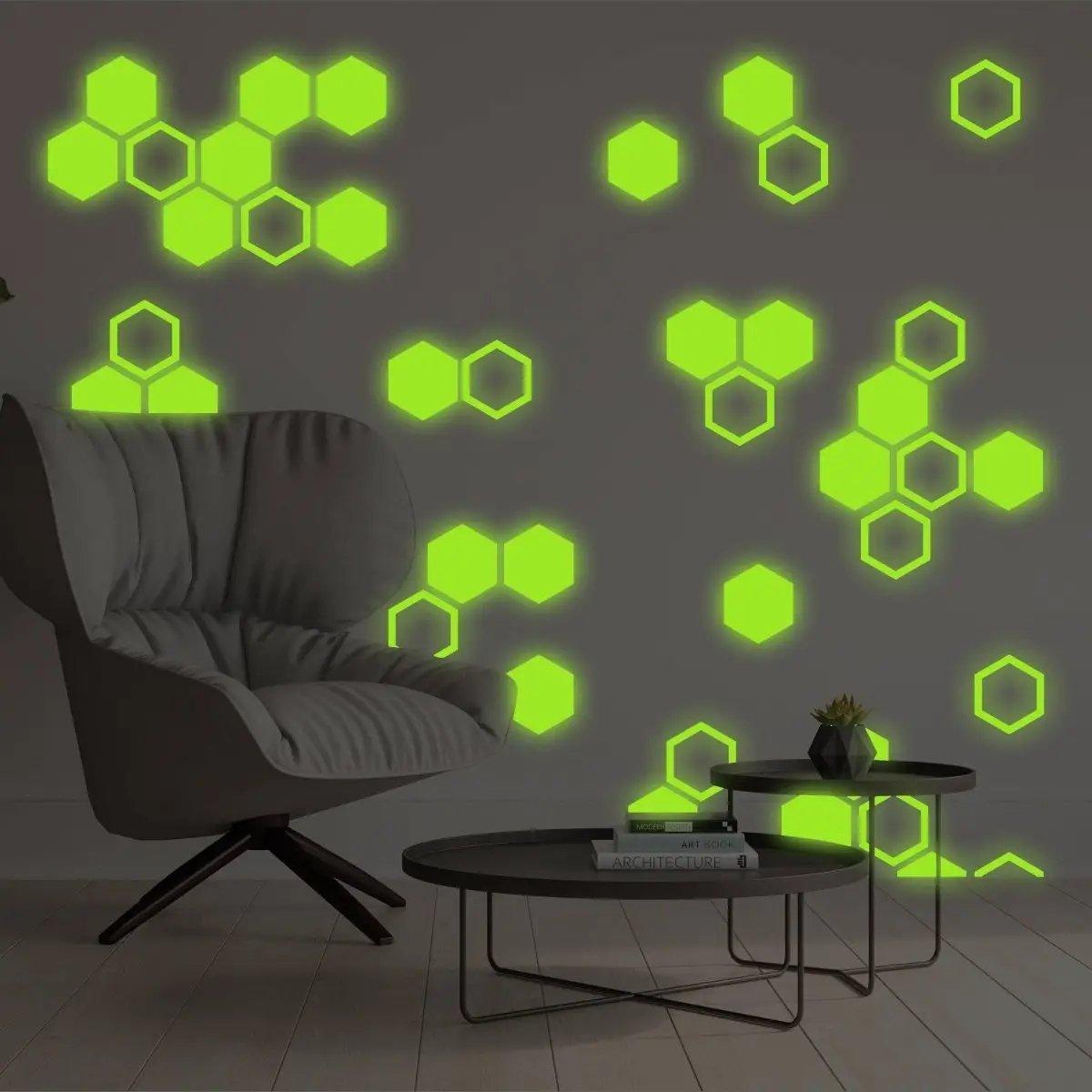 Hexagon Glow in the Dark Wall Stickers - Thumbnail 2