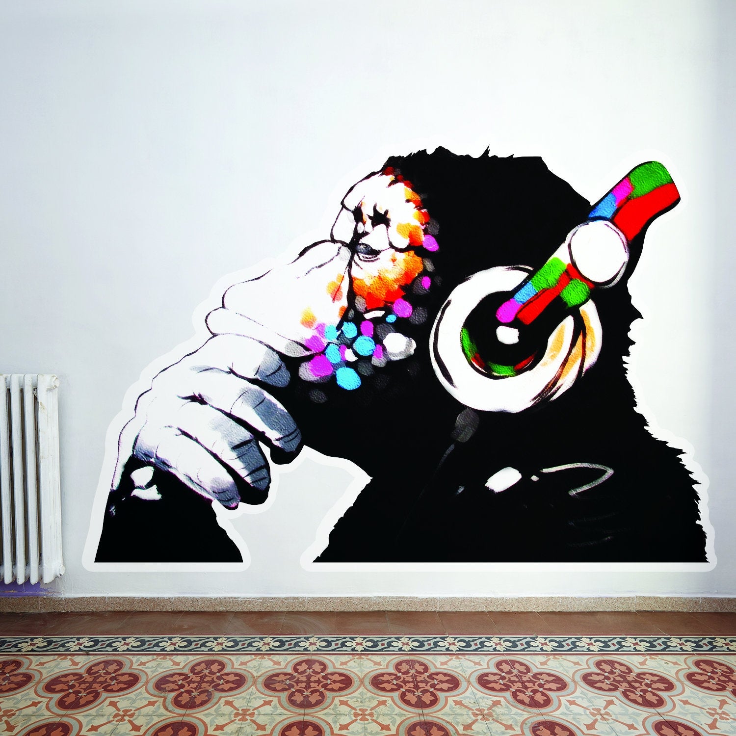 Banksy Thinking Monkey Sticker - Urban Wall Art – Decords