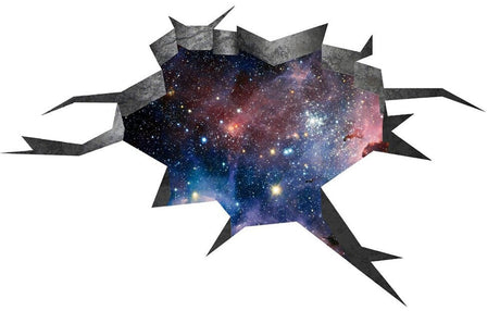 3d Effect Deep Space Wall Sticker - Outer Galaxy Floor Art Decor Mural Porthole Tunnel View Printed Decal.