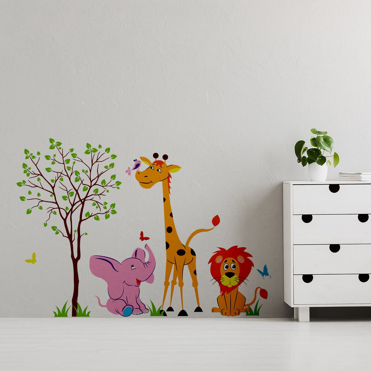 Nursery Animal Wall Decor Vinyl Sticker - Art Jungle Kid Baby Set Cute Decal