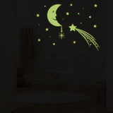 Glowing Moon with Stars Sky Sticker - Glow in the Dark Falling Star Decor Decals