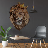 Lion King With Crown Vinyl Wall Sticker - Funny Lions Head Cut Seal Art Decal