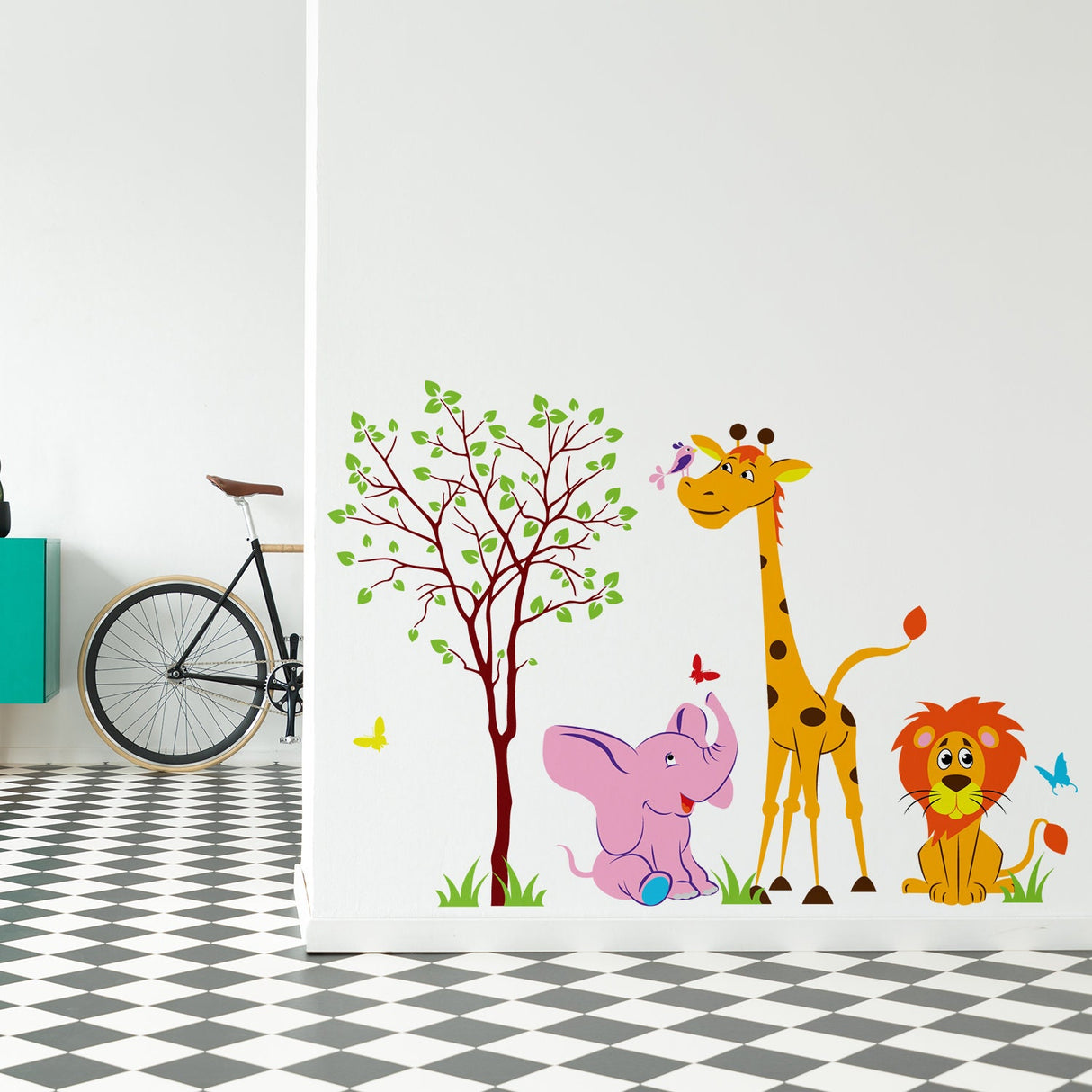 Nursery Animal Wall Decor Vinyl Sticker - Art Jungle Kid Baby Set Cute Decal